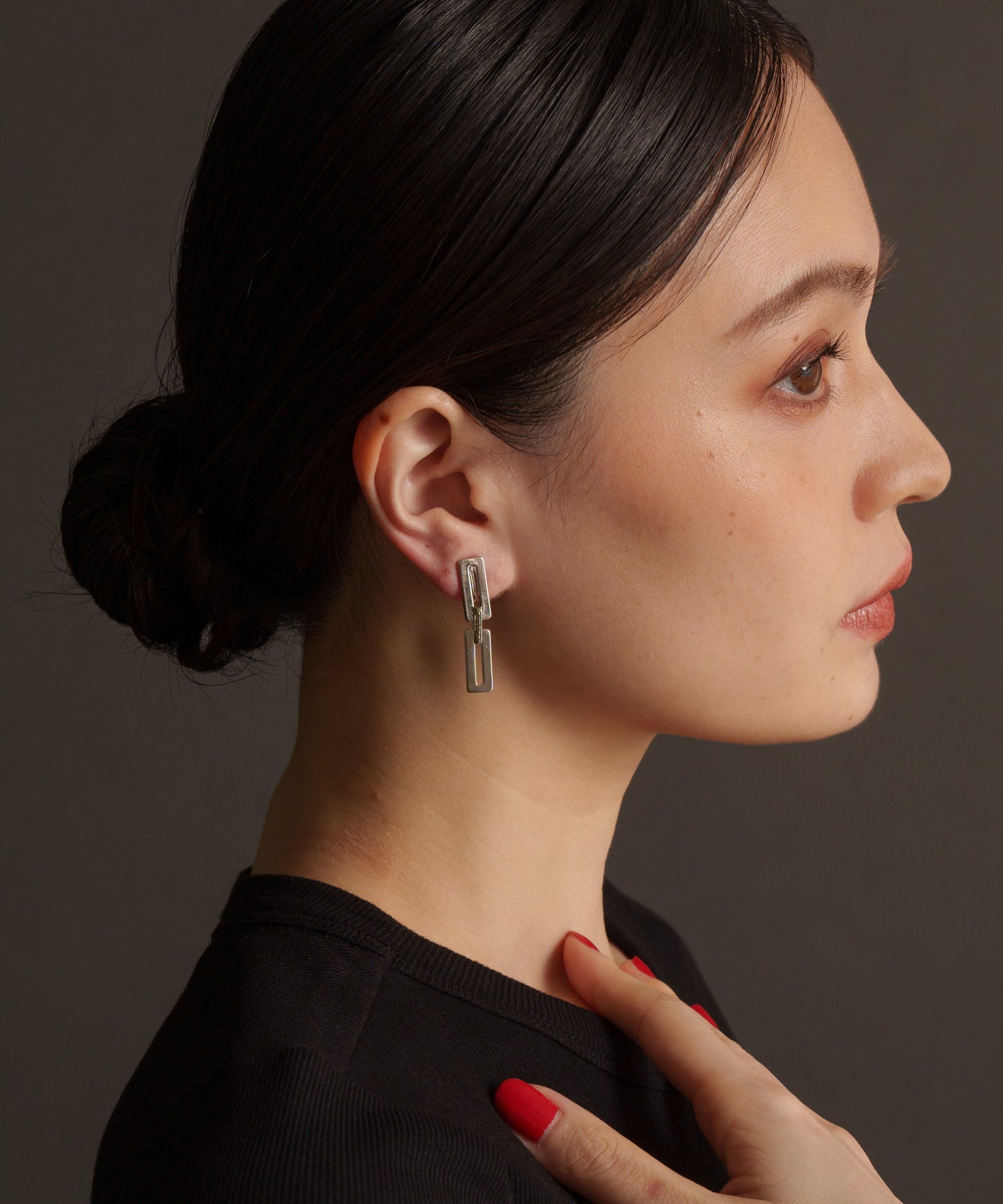 スクエアプレートイヤリング【Silver】