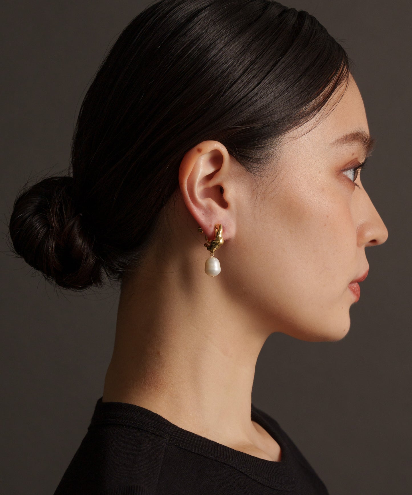 パールライクスウェイイヤリング【Gold】