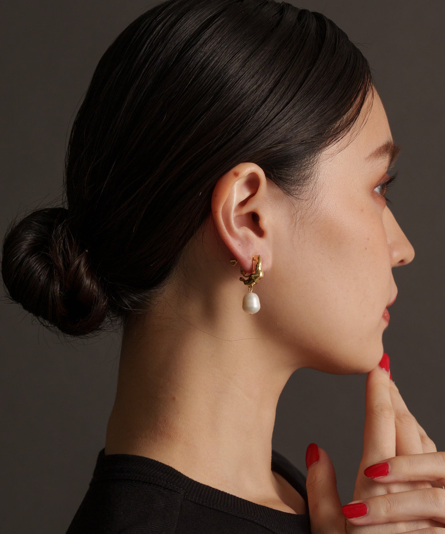 パールライクスウェイイヤリング【Gold】