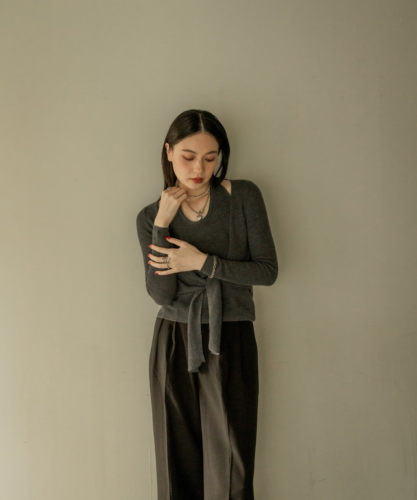 ハートトップY字ネックレス【Silver】