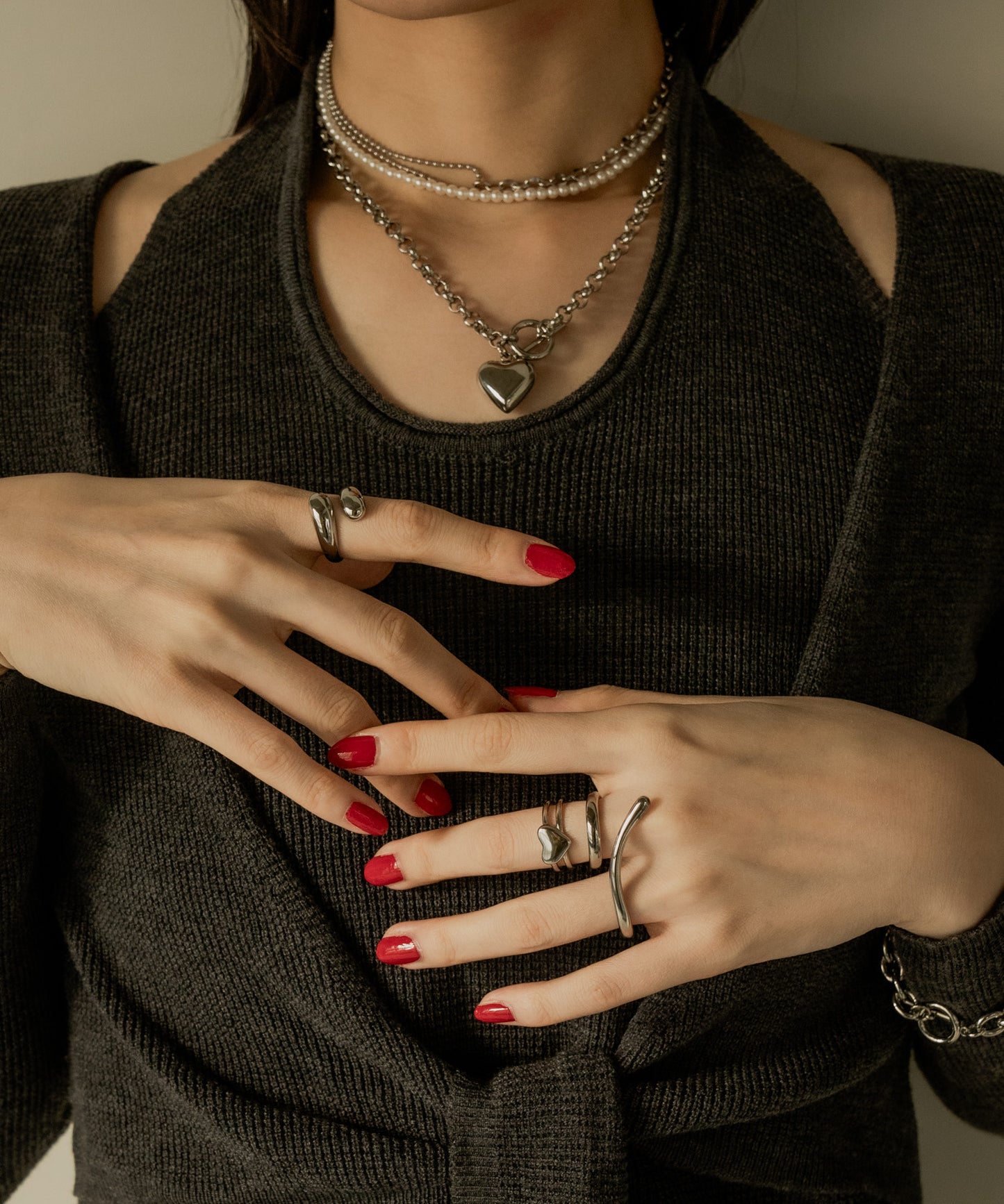 マテリアルMIX2連ネックレス【Silver】