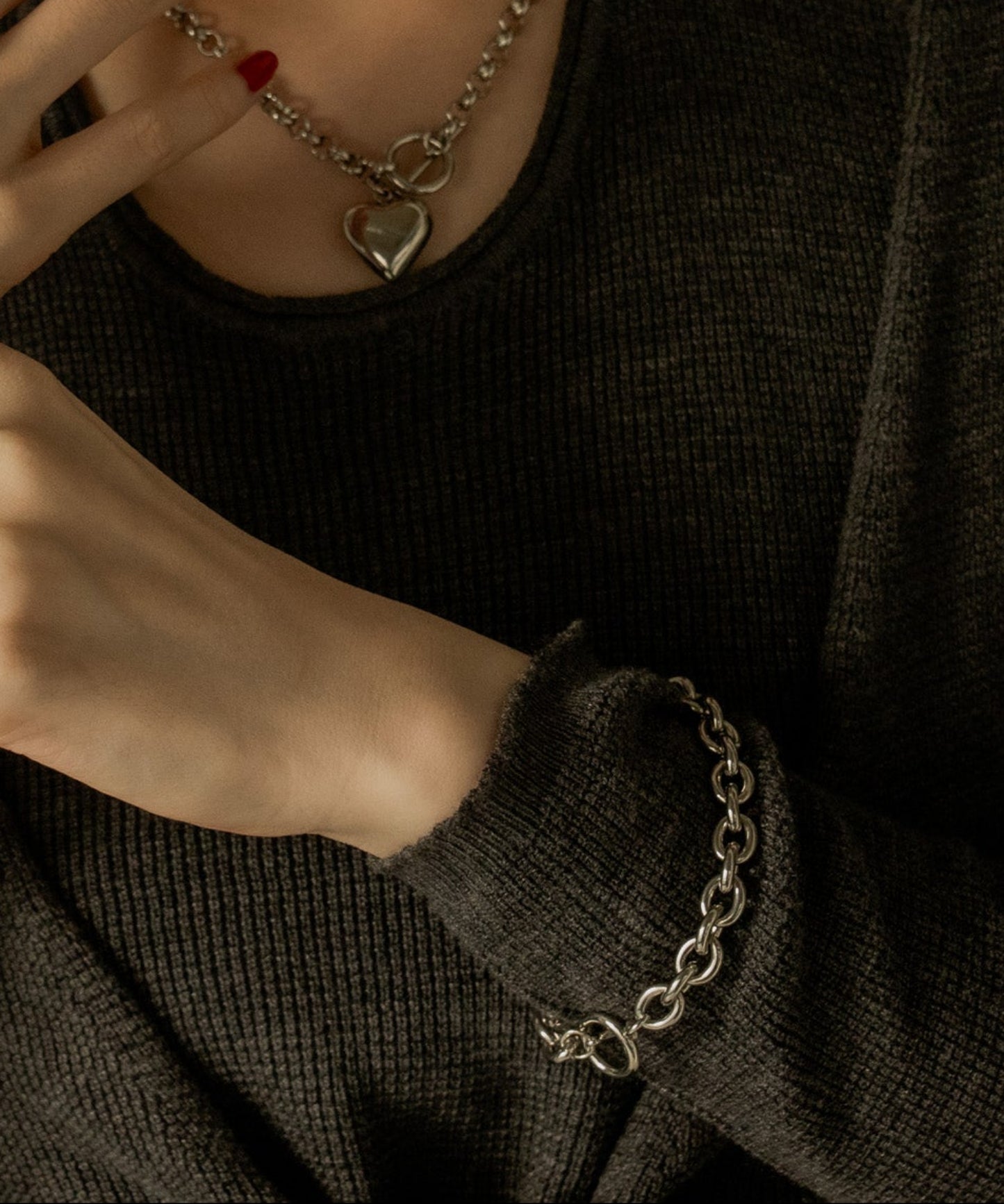 ボリュームチェーンブレスレット【Silver】