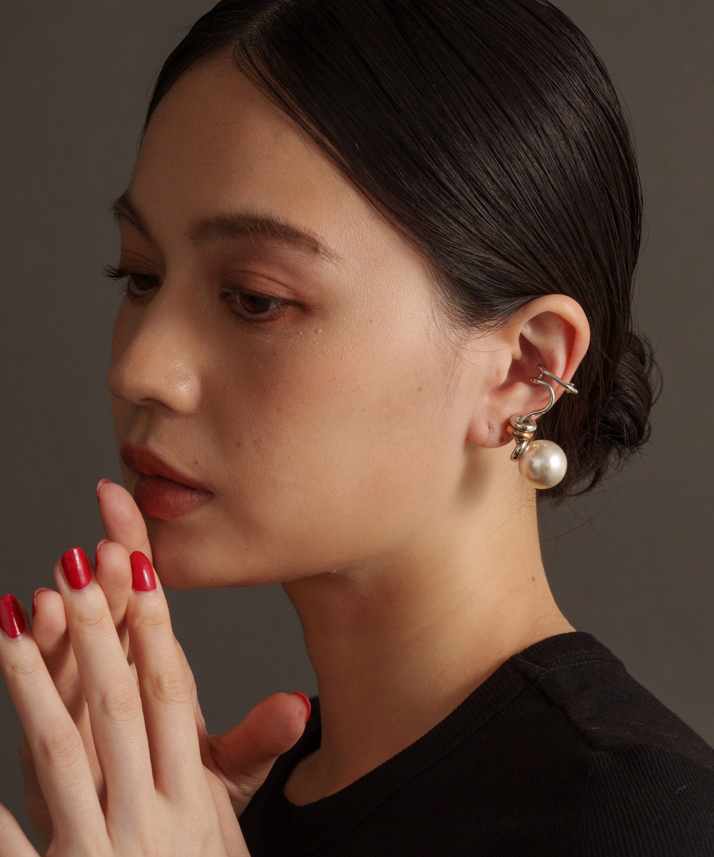 パールライクツイストイヤーカフ【Silver】　