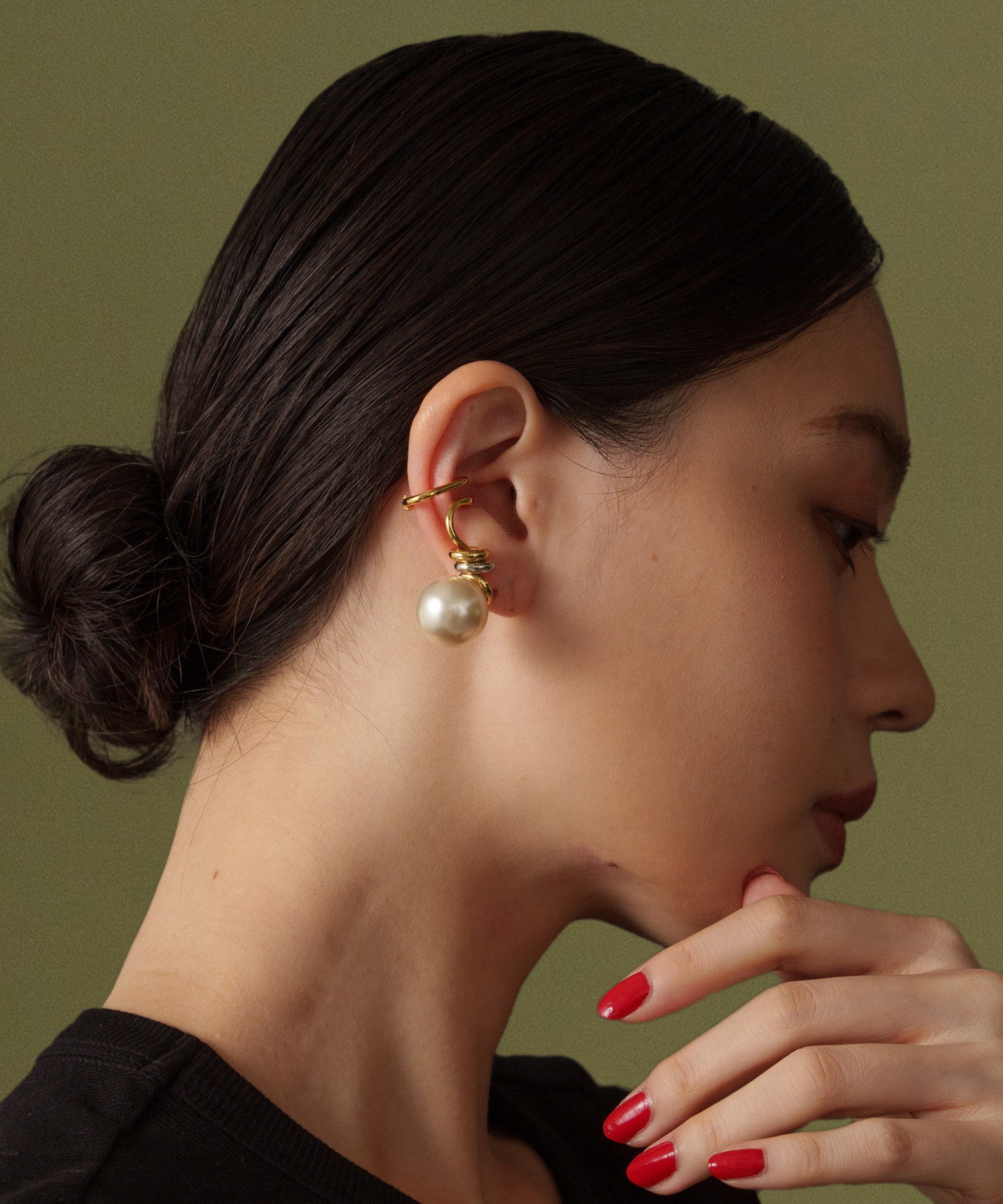 パールライクツイストイヤーカフ(右用)【Gold】