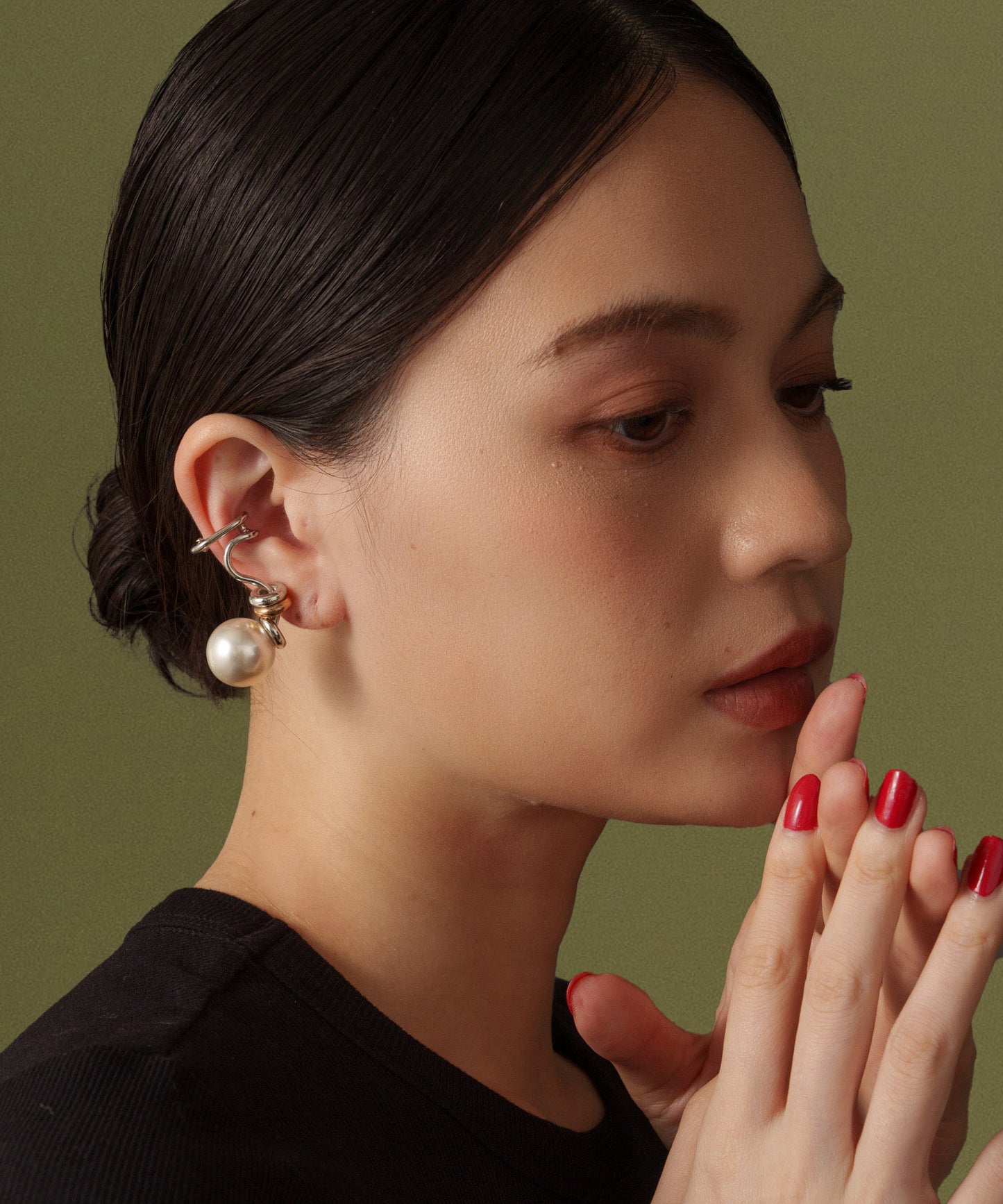 パールライクツイストイヤーカフ(右用)【Silver】