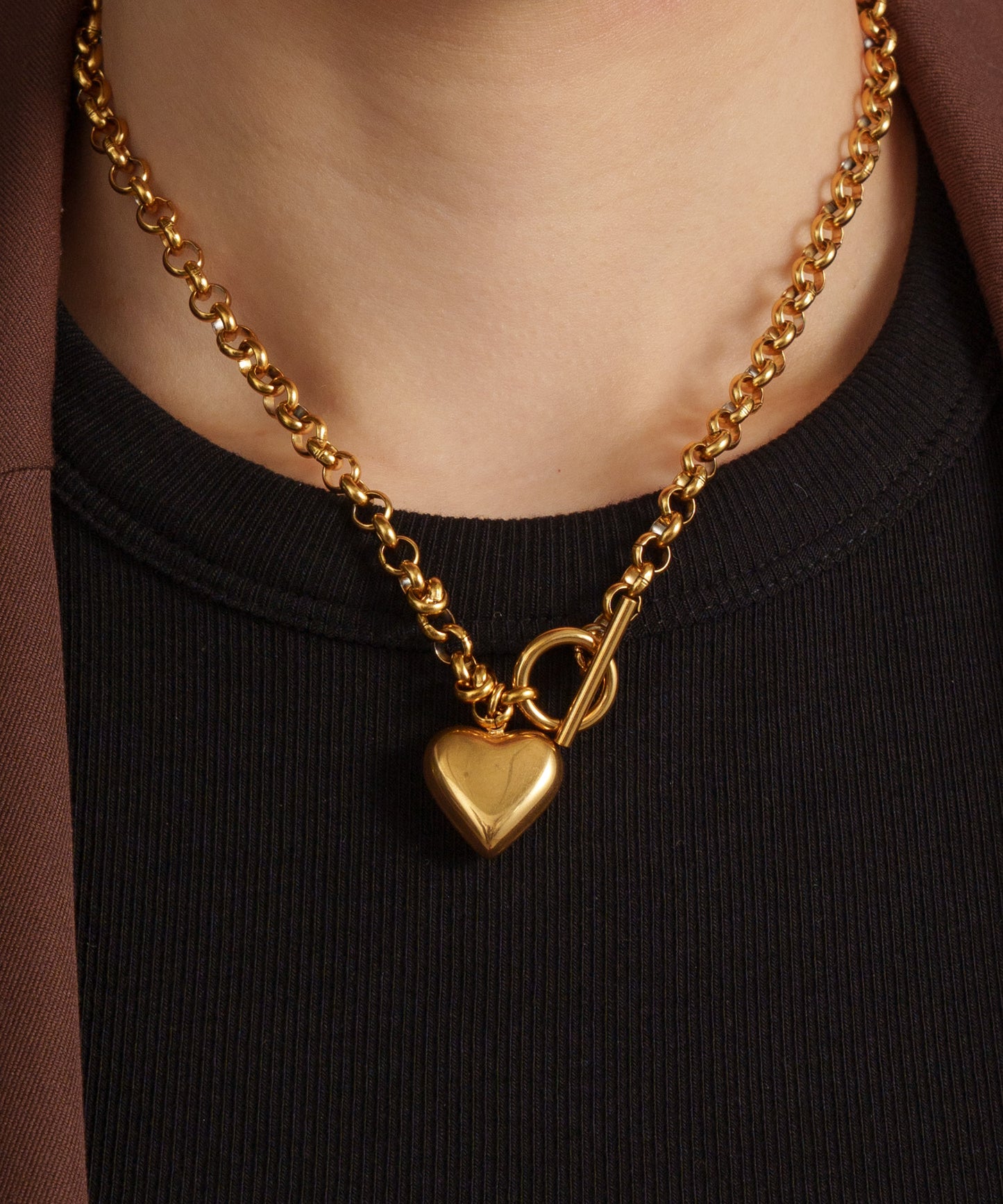 ハートトップY字ネックレス【Gold】