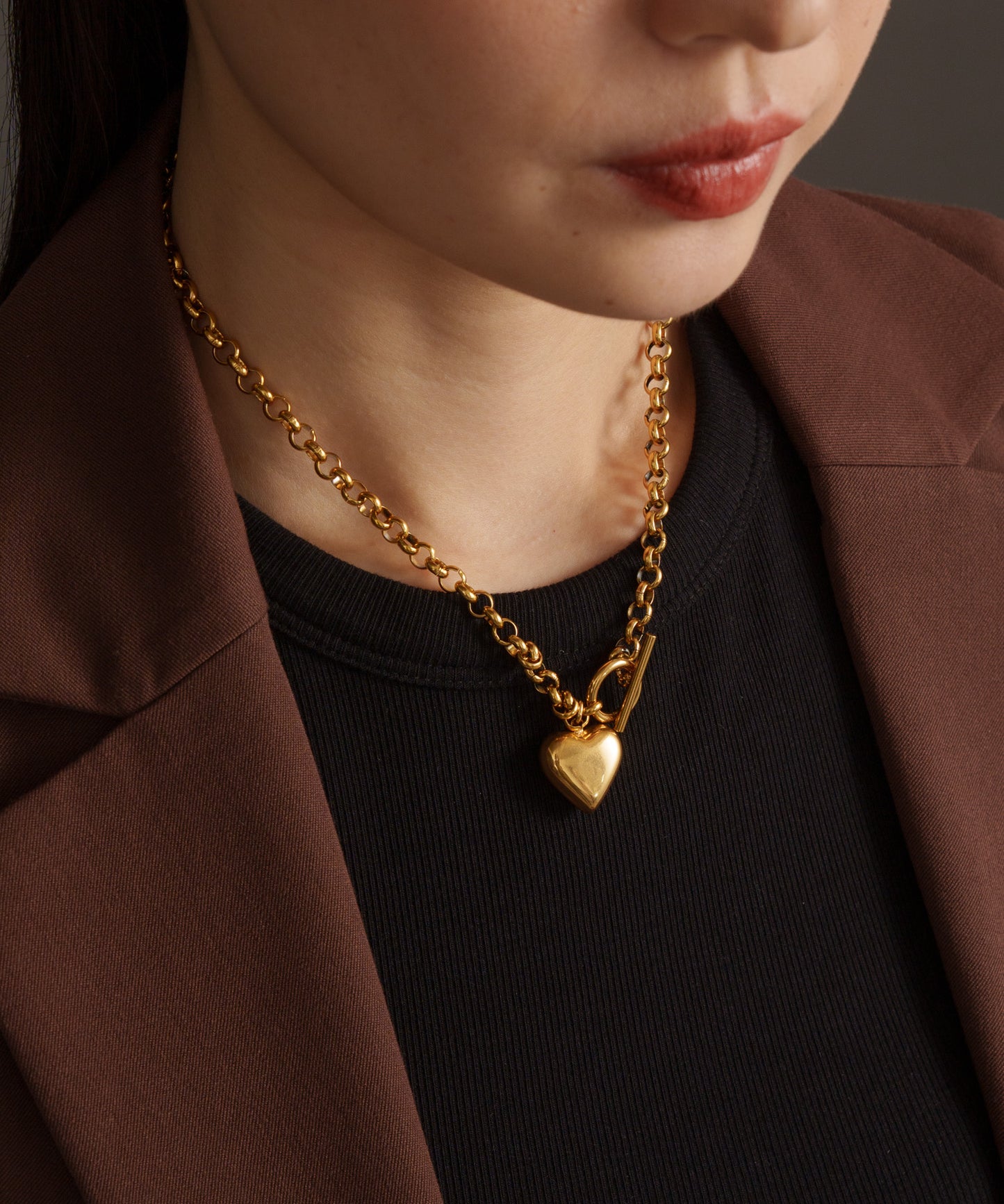 ハートトップY字ネックレス【Gold】