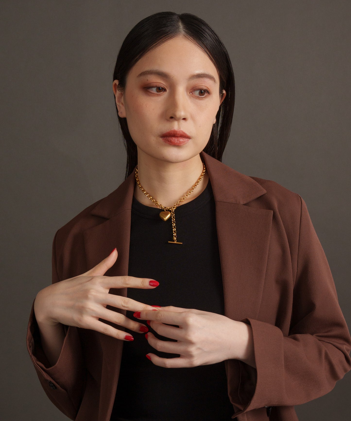 ハートトップY字ネックレス【Gold】