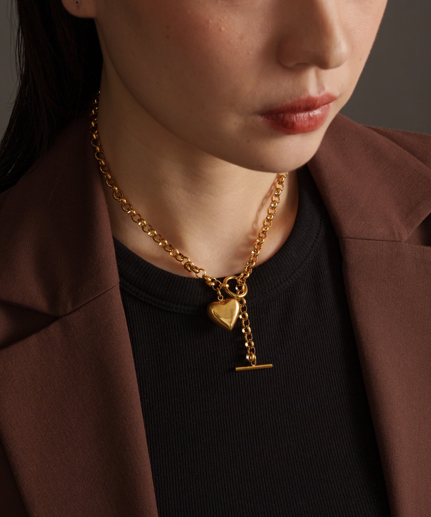 ハートトップY字ネックレス【Gold】