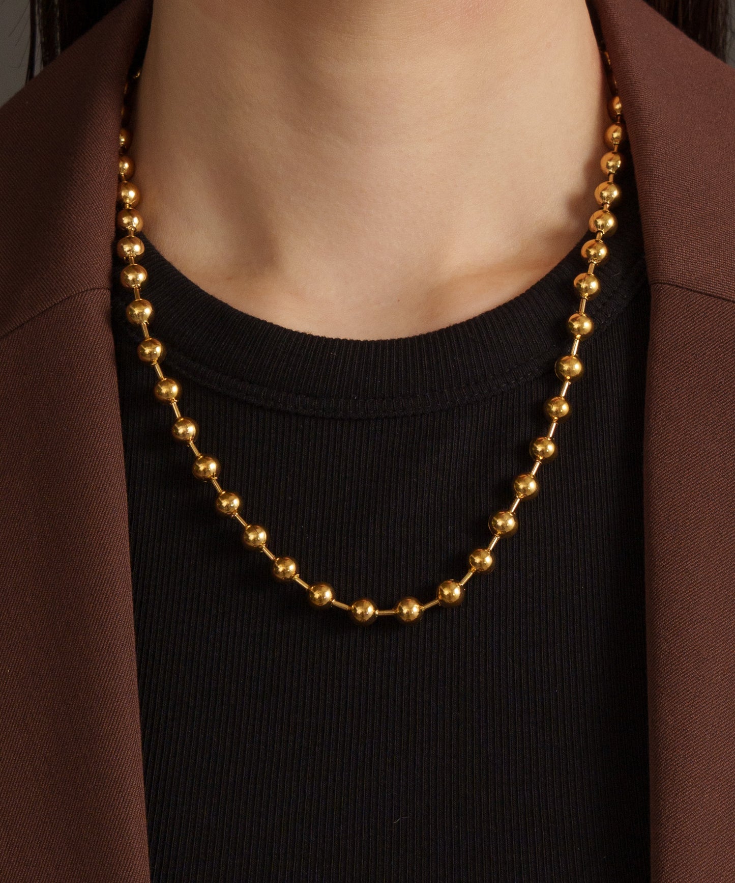 ミディアムボールチェーンネックレス【Gold】