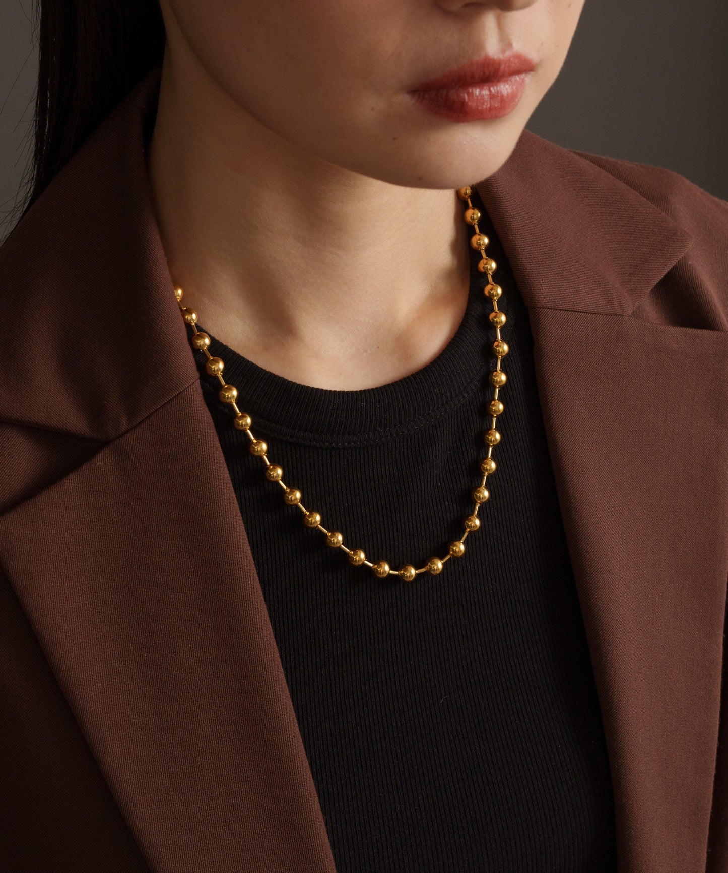 ミディアムボールチェーンネックレス【Gold】