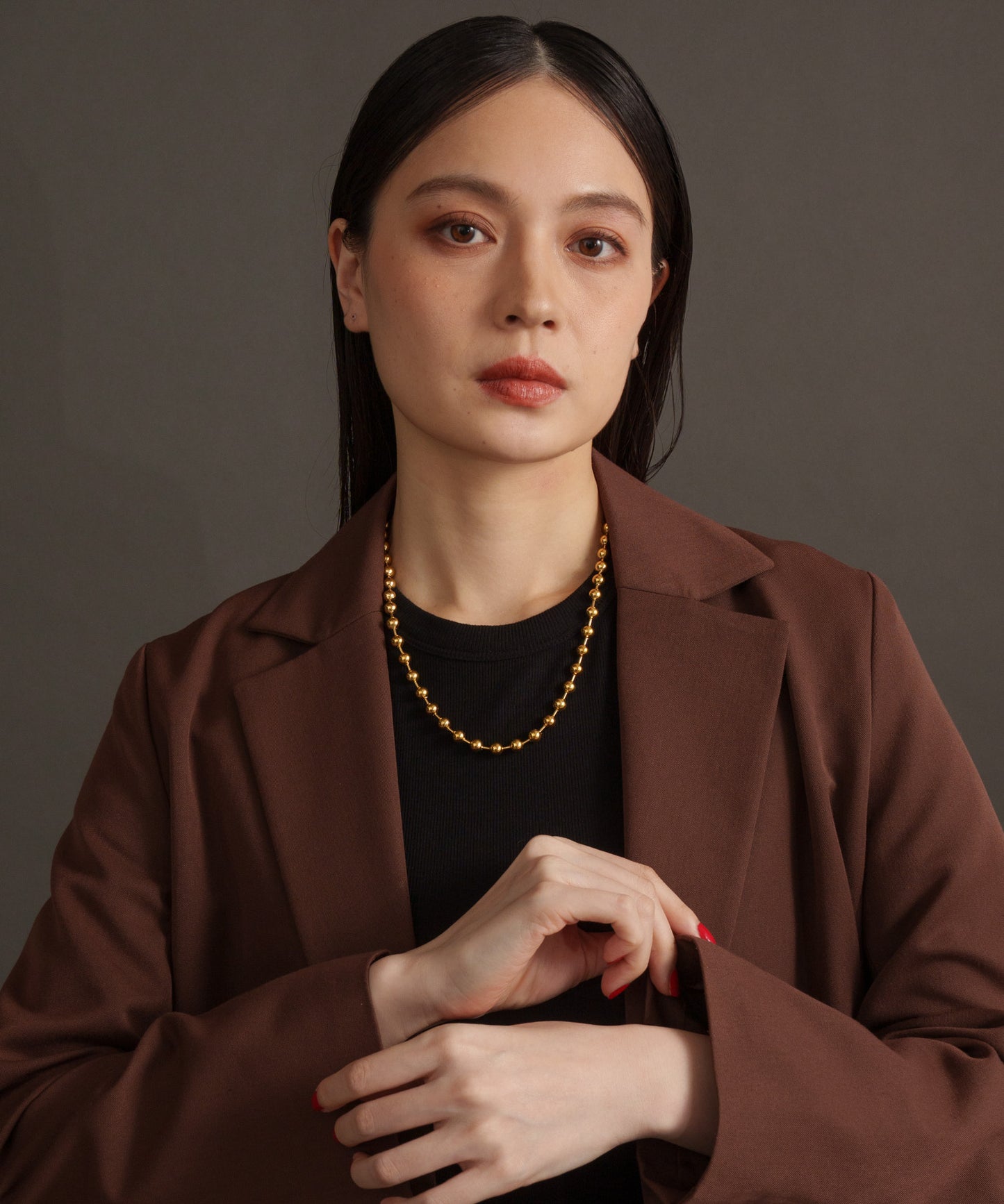 ミディアムボールチェーンネックレス【Gold】