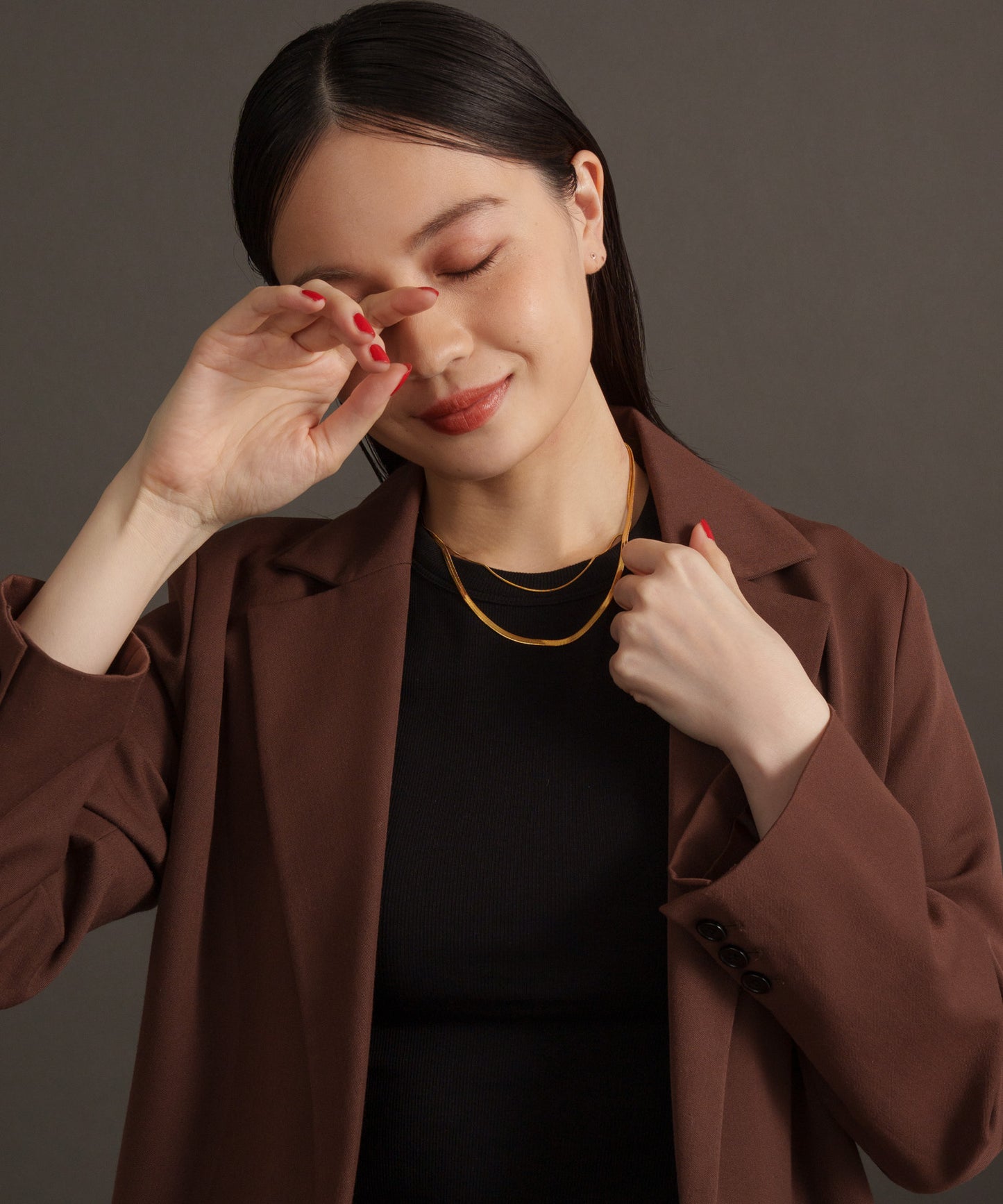 ヘリンボーンチェーン2連ネックレス【Gold】