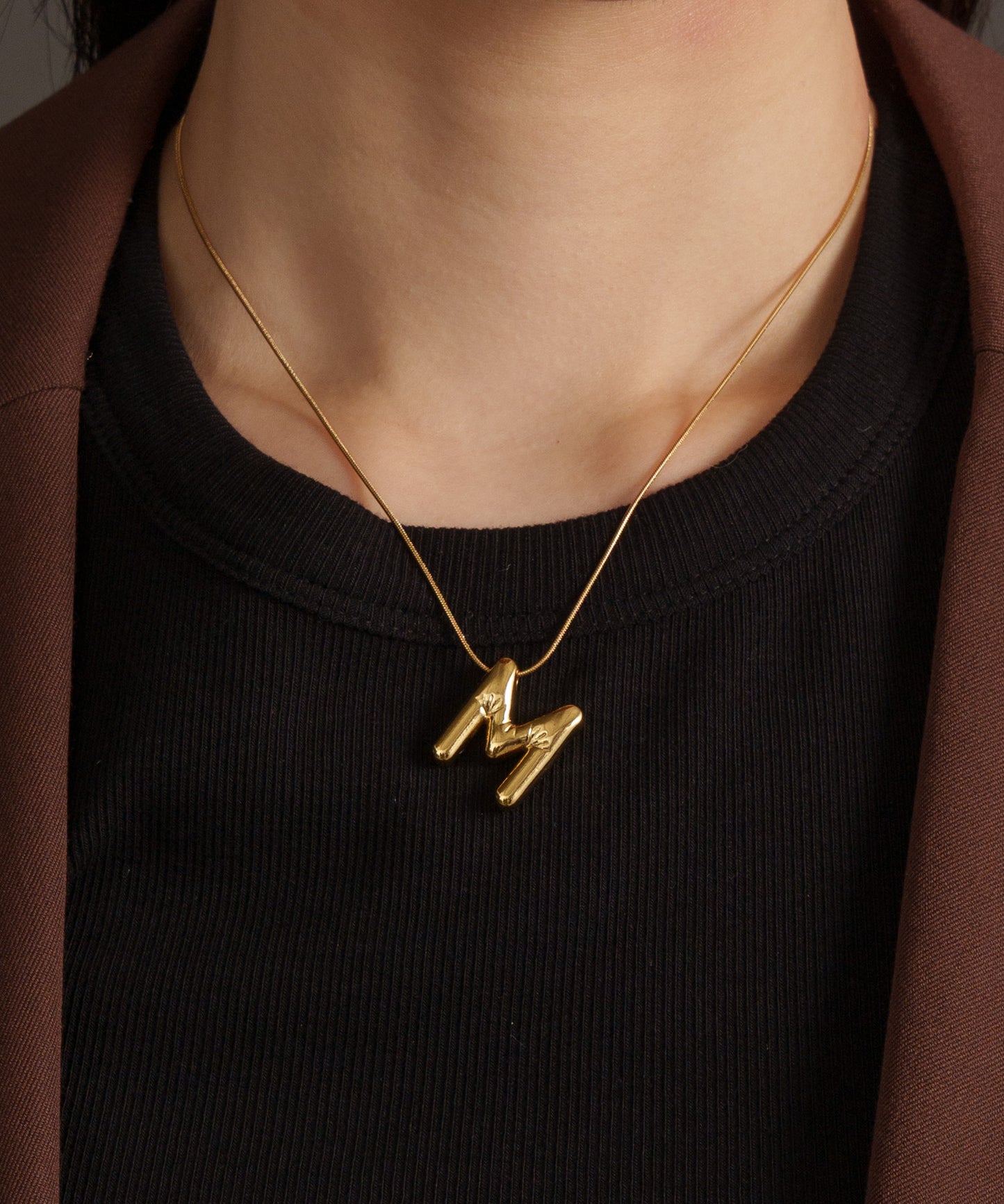 3Dイニシャルネックレス【Gold】　