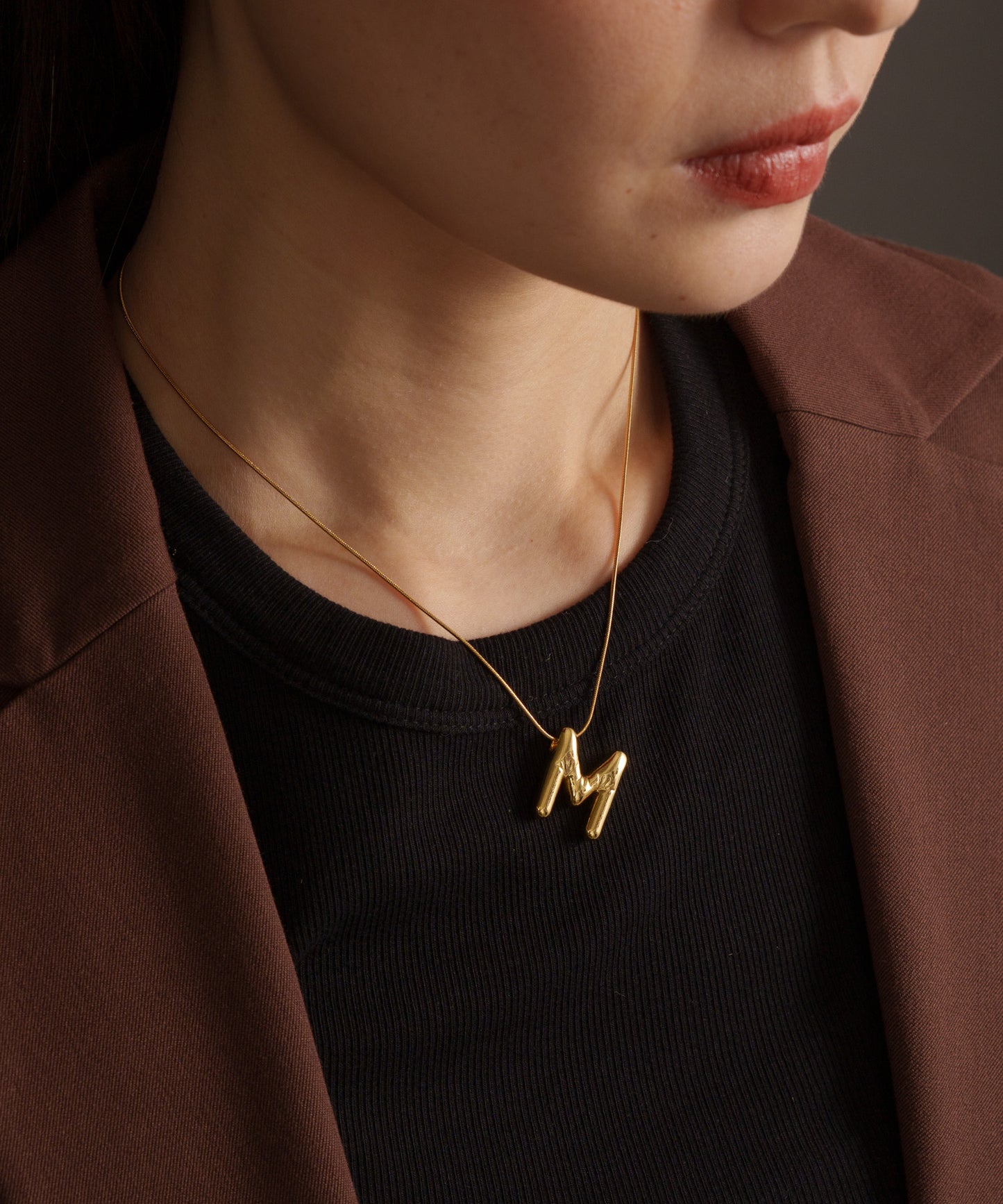 3Dイニシャルネックレス【Gold】　