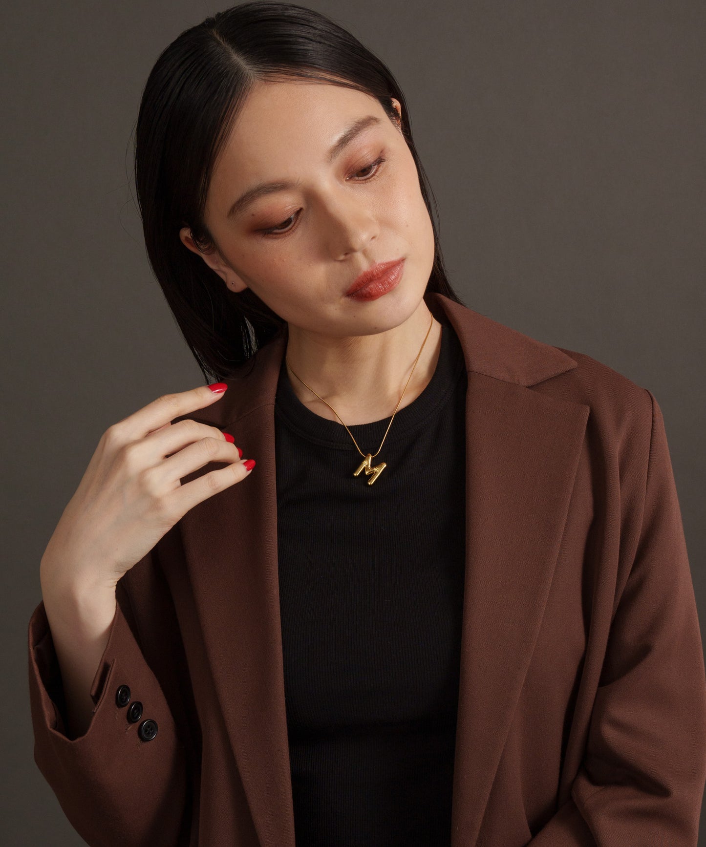 3Dイニシャルネックレス【Gold】　