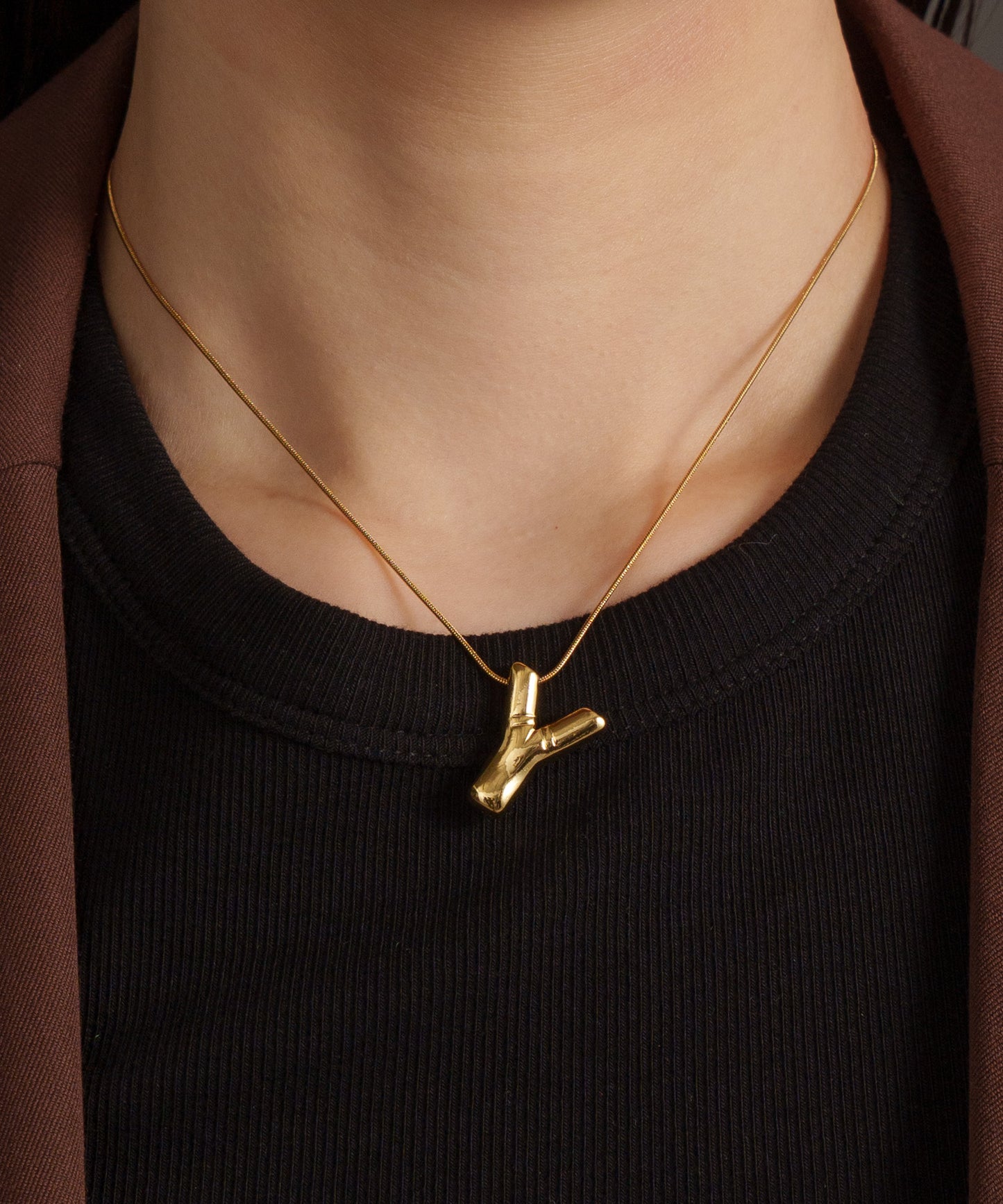 3Dイニシャルネックレス【Gold】　