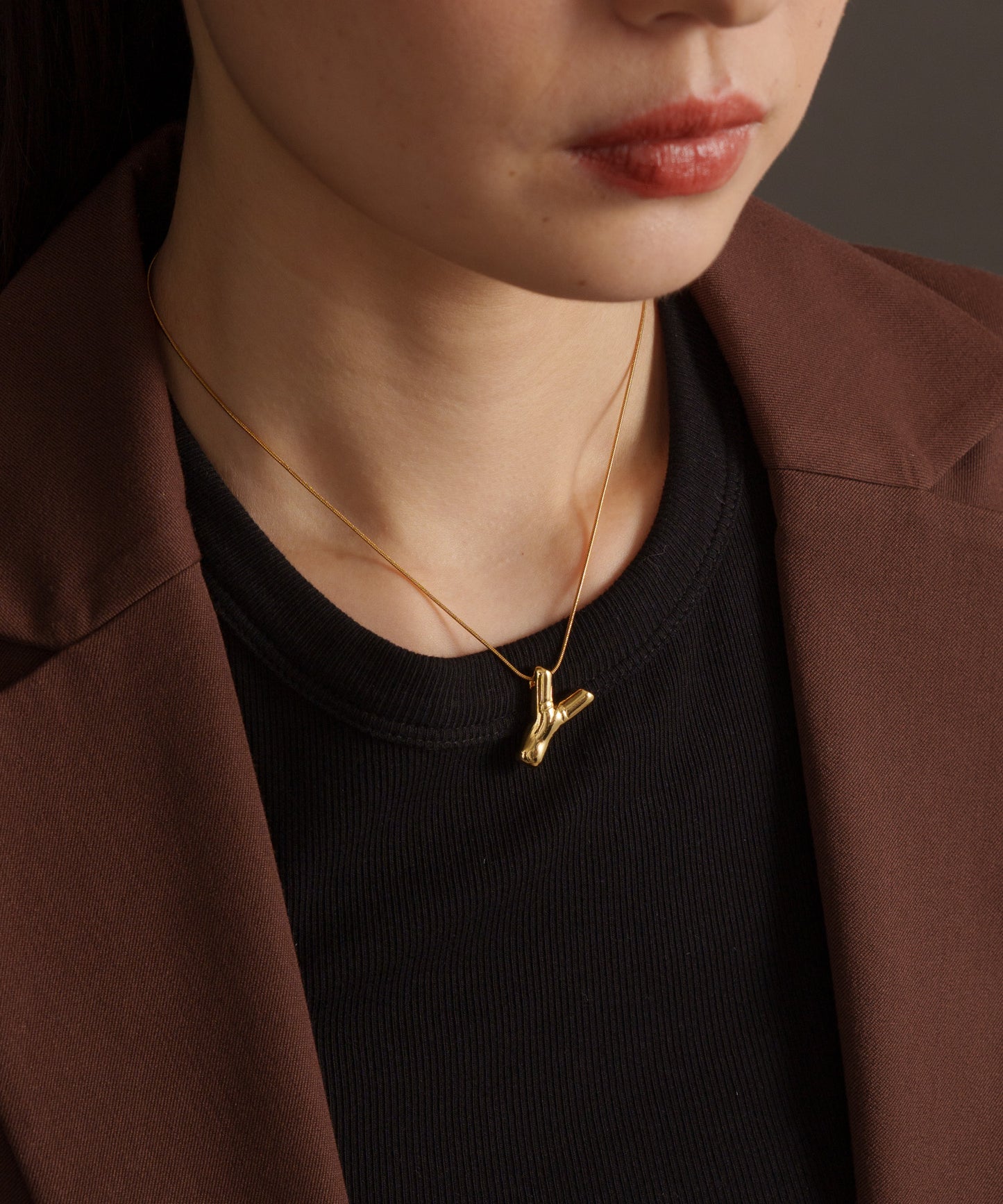 3Dイニシャルネックレス【Gold】　