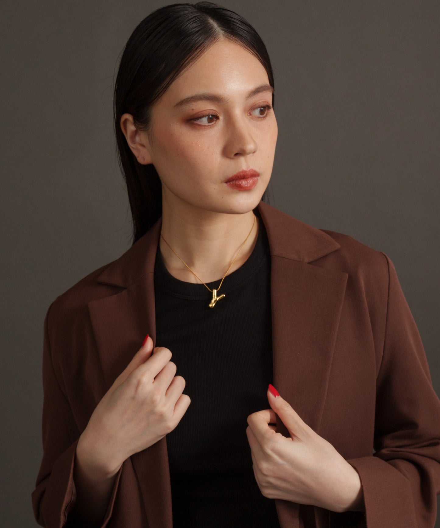 3Dイニシャルネックレス【Gold】　