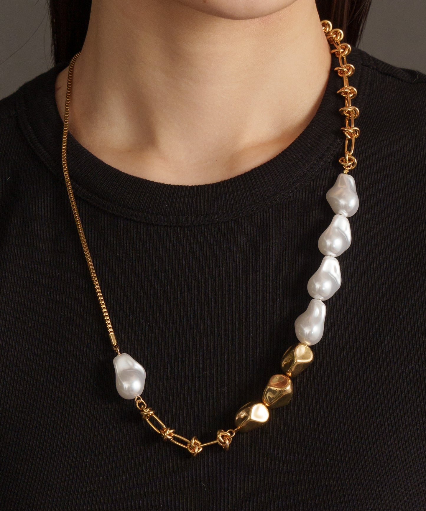 パールライクMIXネックレス【Gold】