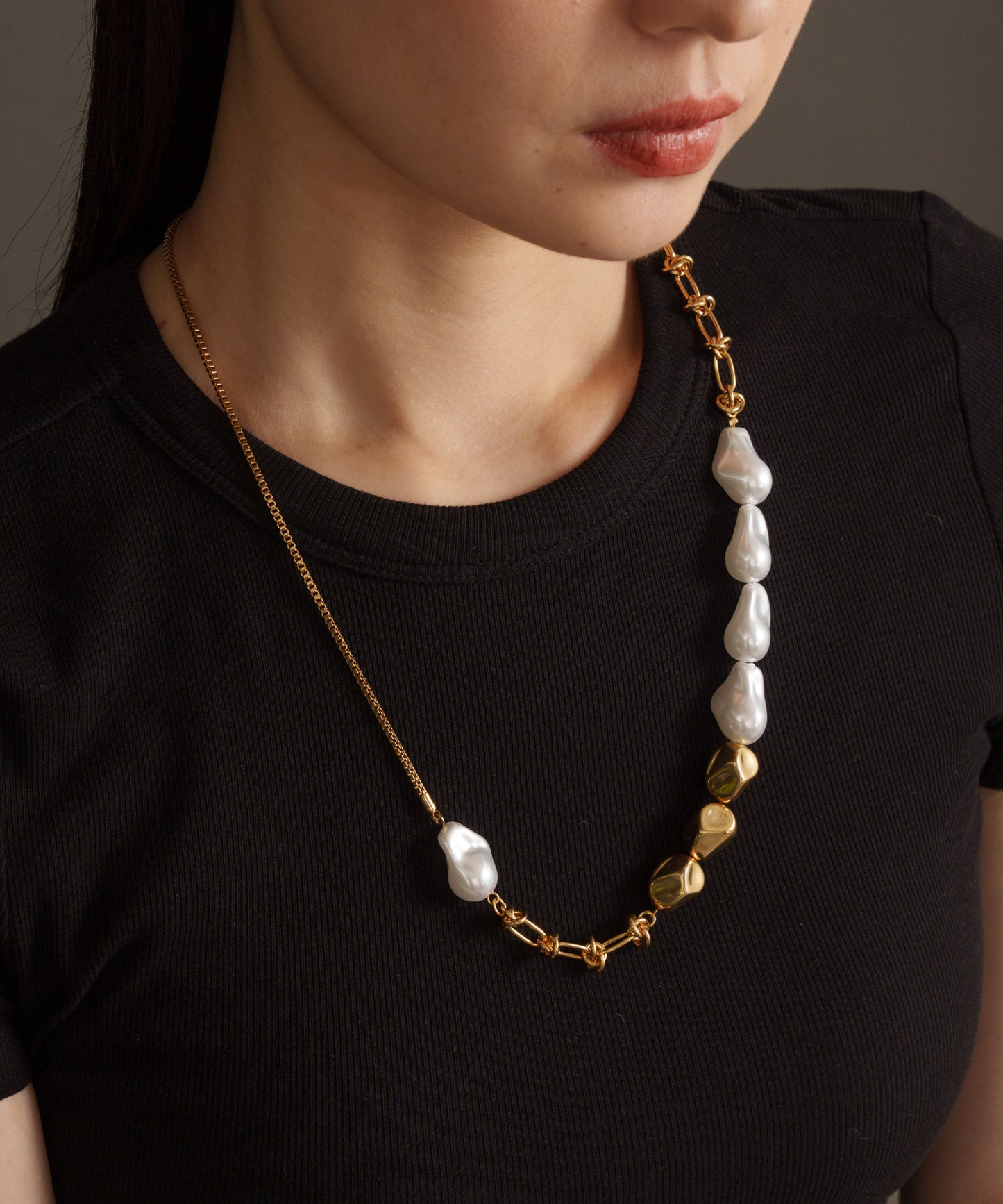 パールライクMIXネックレス【Gold】