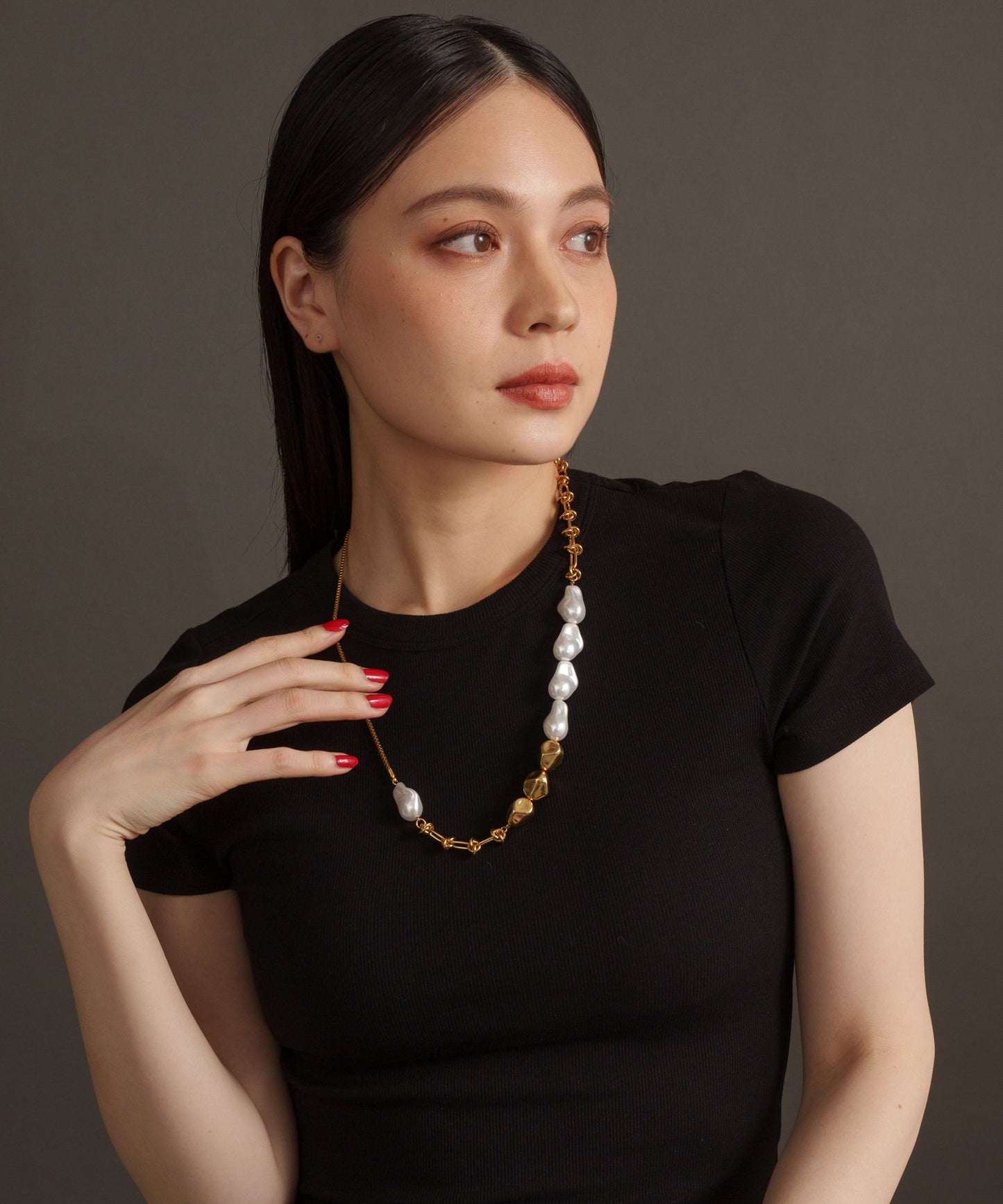 パールライクMIXネックレス【Gold】