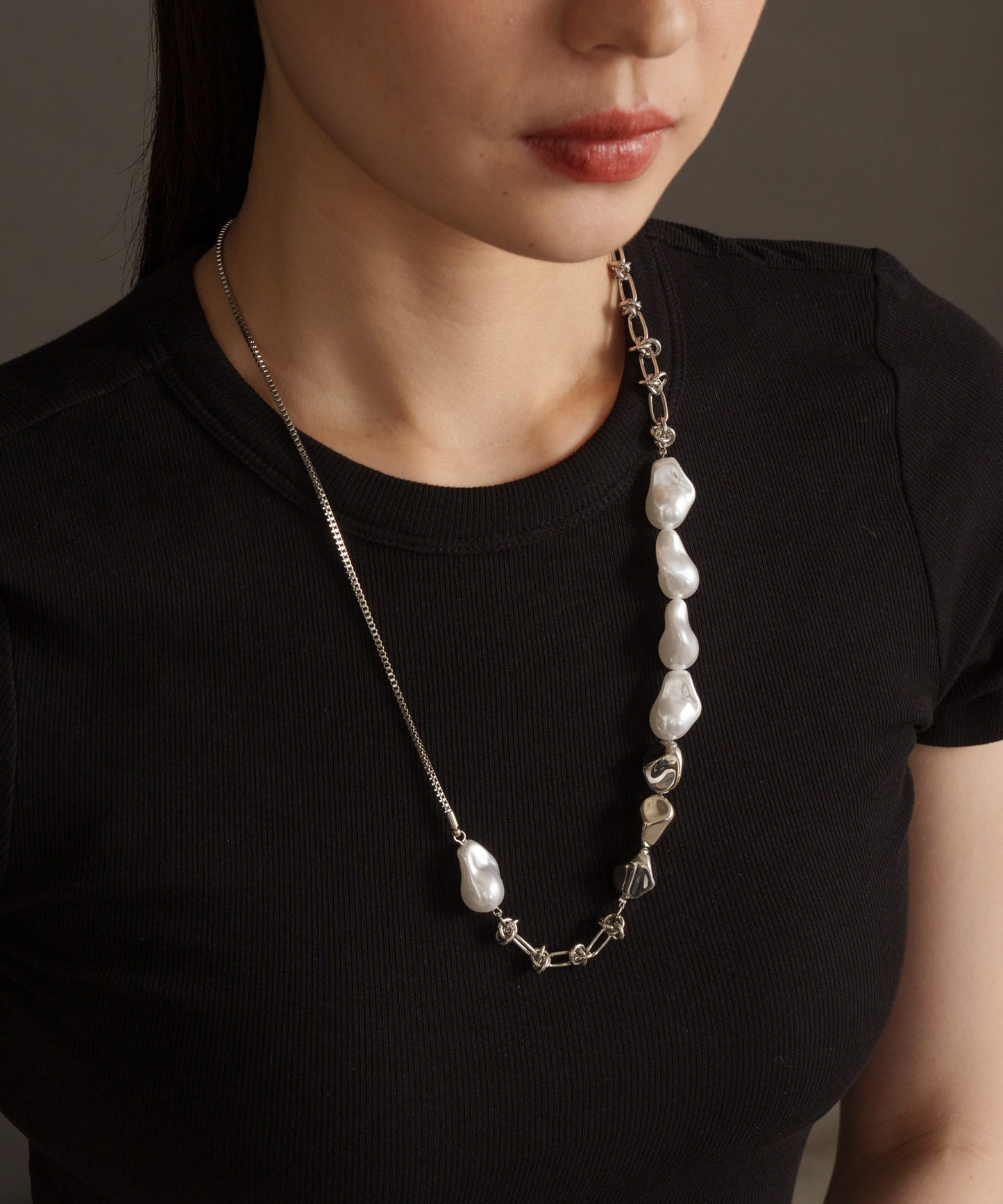 パールライクMIXネックレス【Silver】