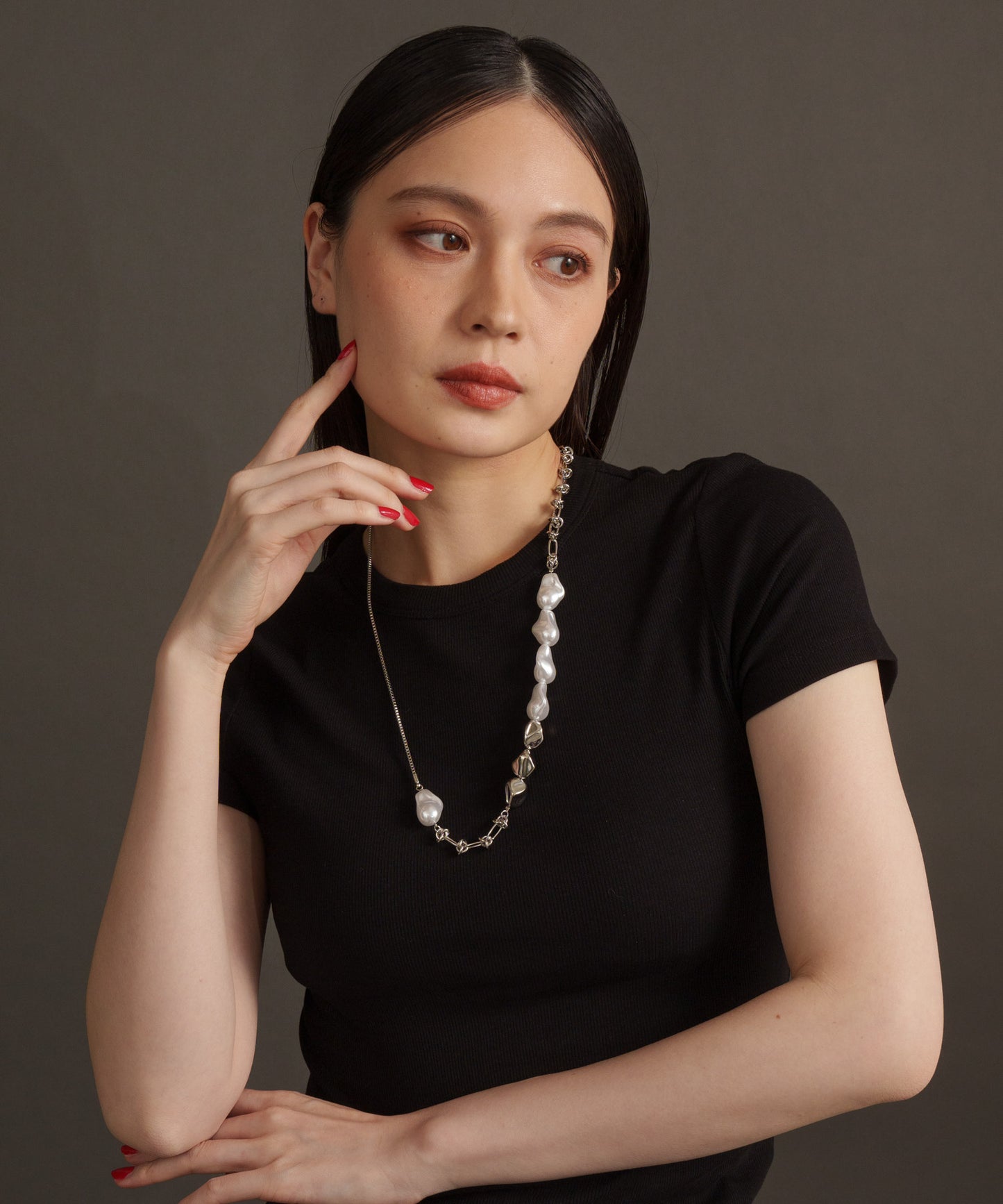 パールライクMIXネックレス【Silver】