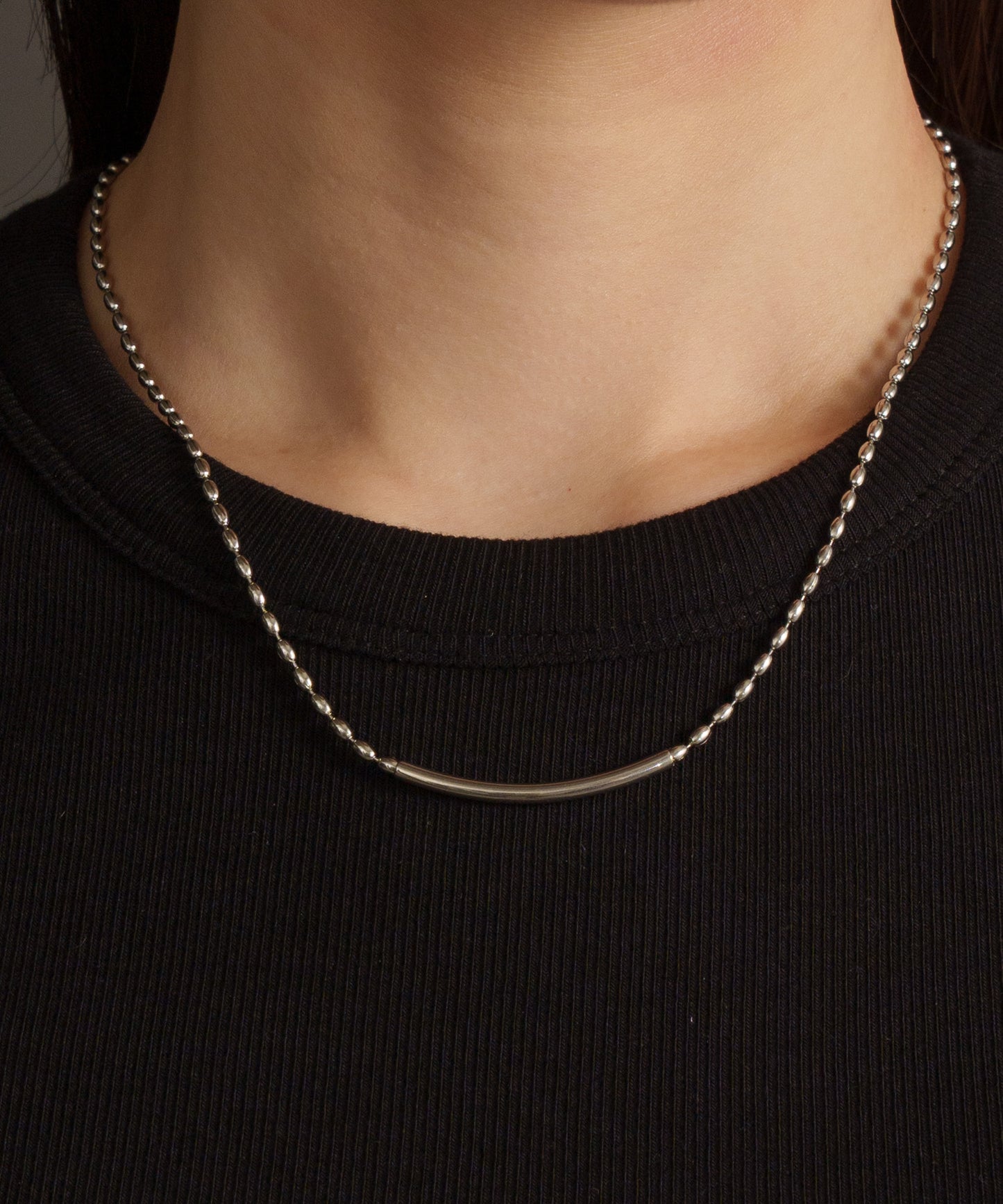 チューブボールチェーンネックレス【Silver】