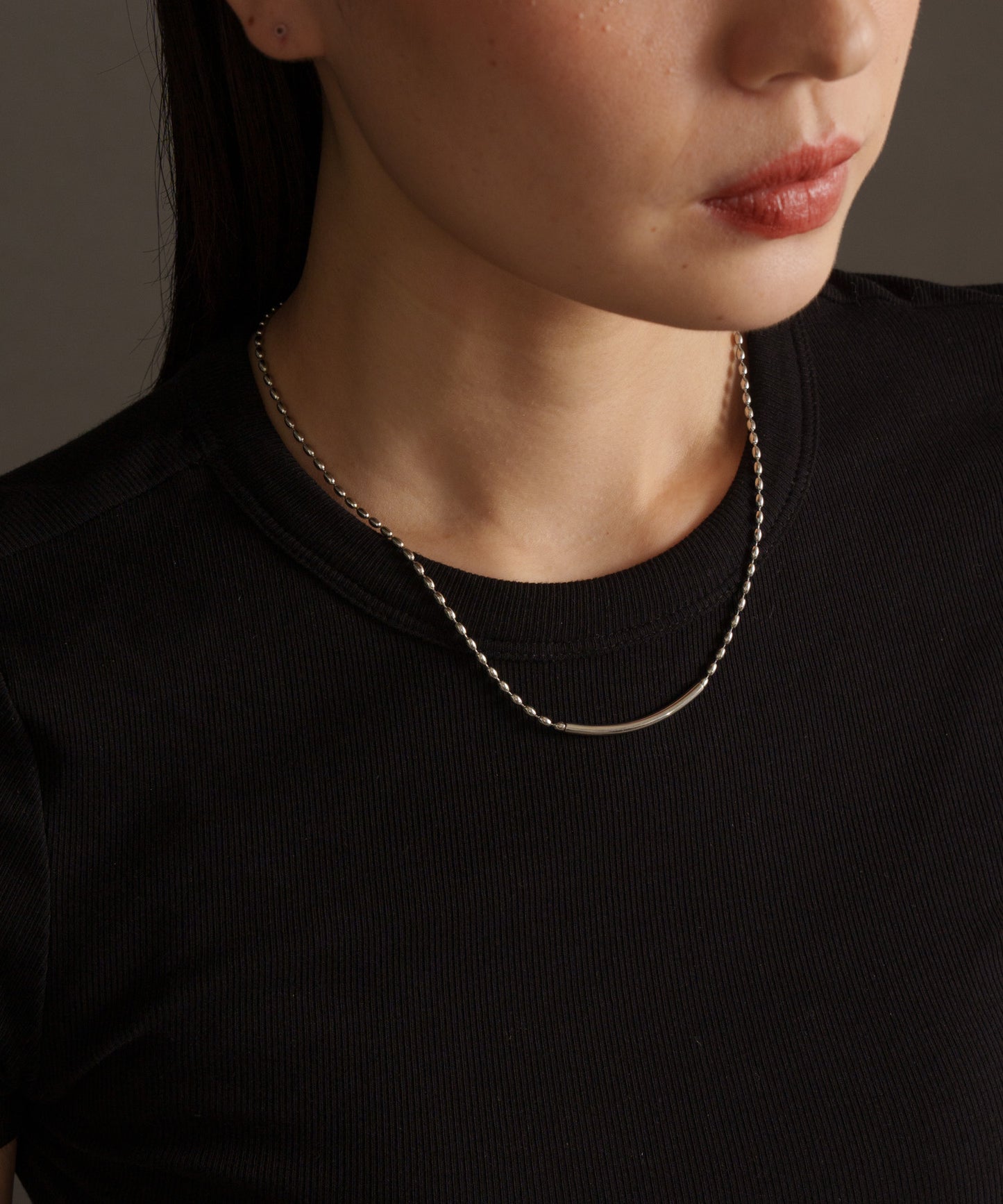 チューブボールチェーンネックレス【Silver】