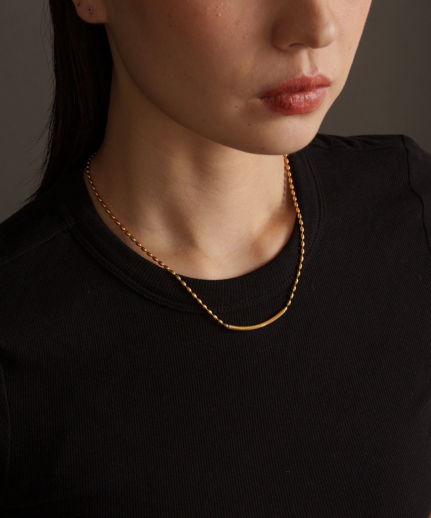 チューブボールチェーンネックレス【Gold】