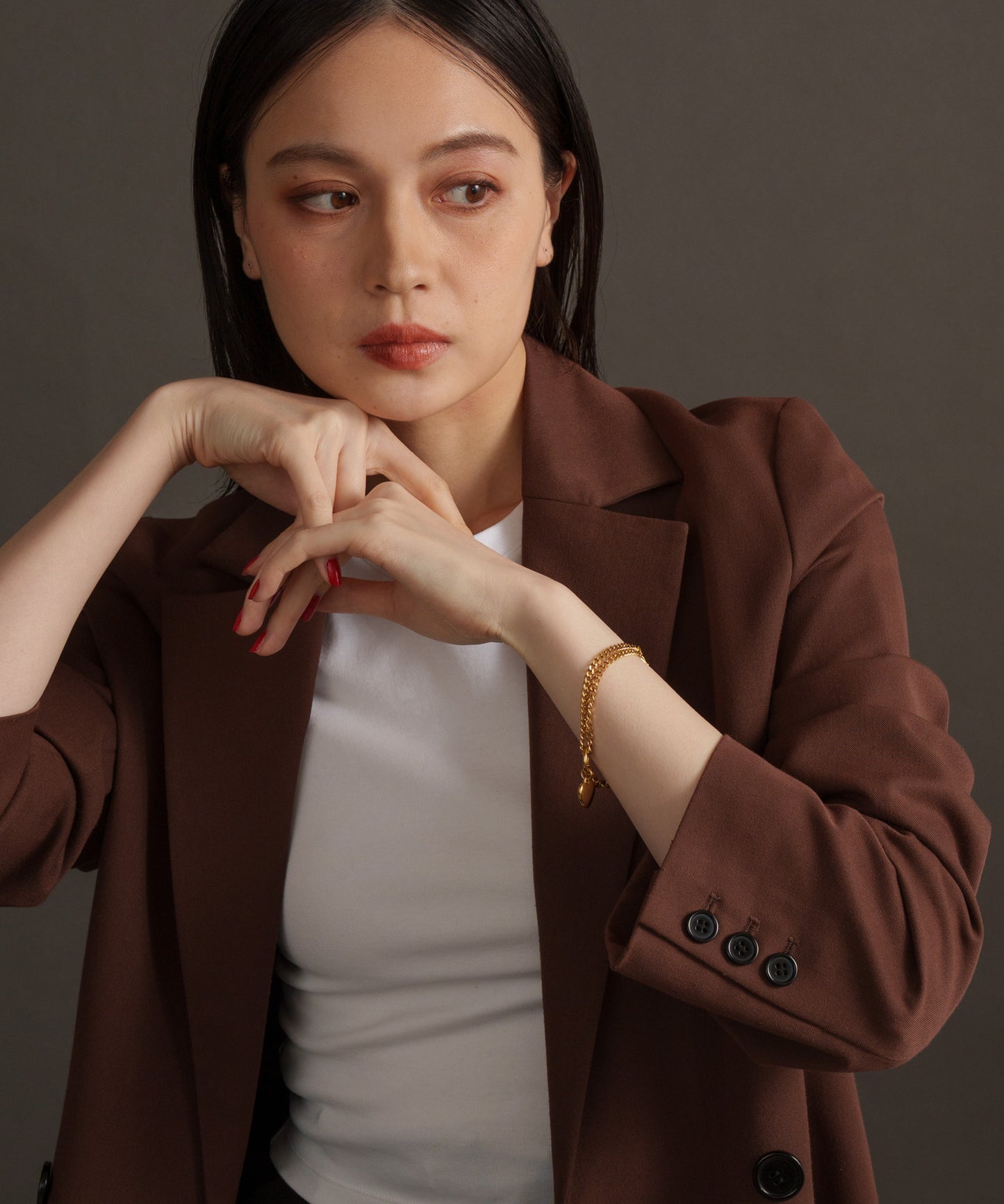 3DハートMIXチェーンブレスレット【Gold】