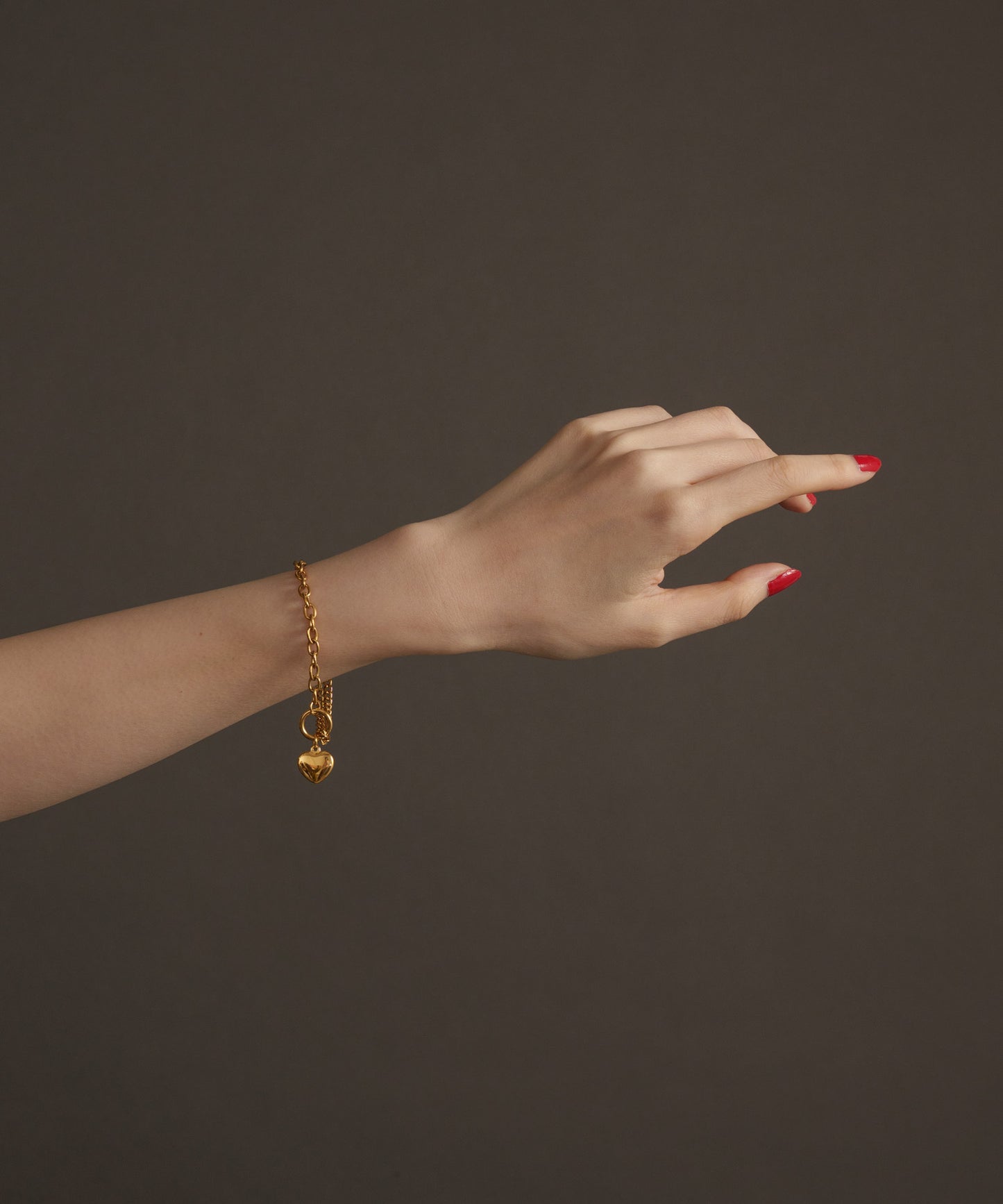 3DハートMIXチェーンブレスレット【Gold】