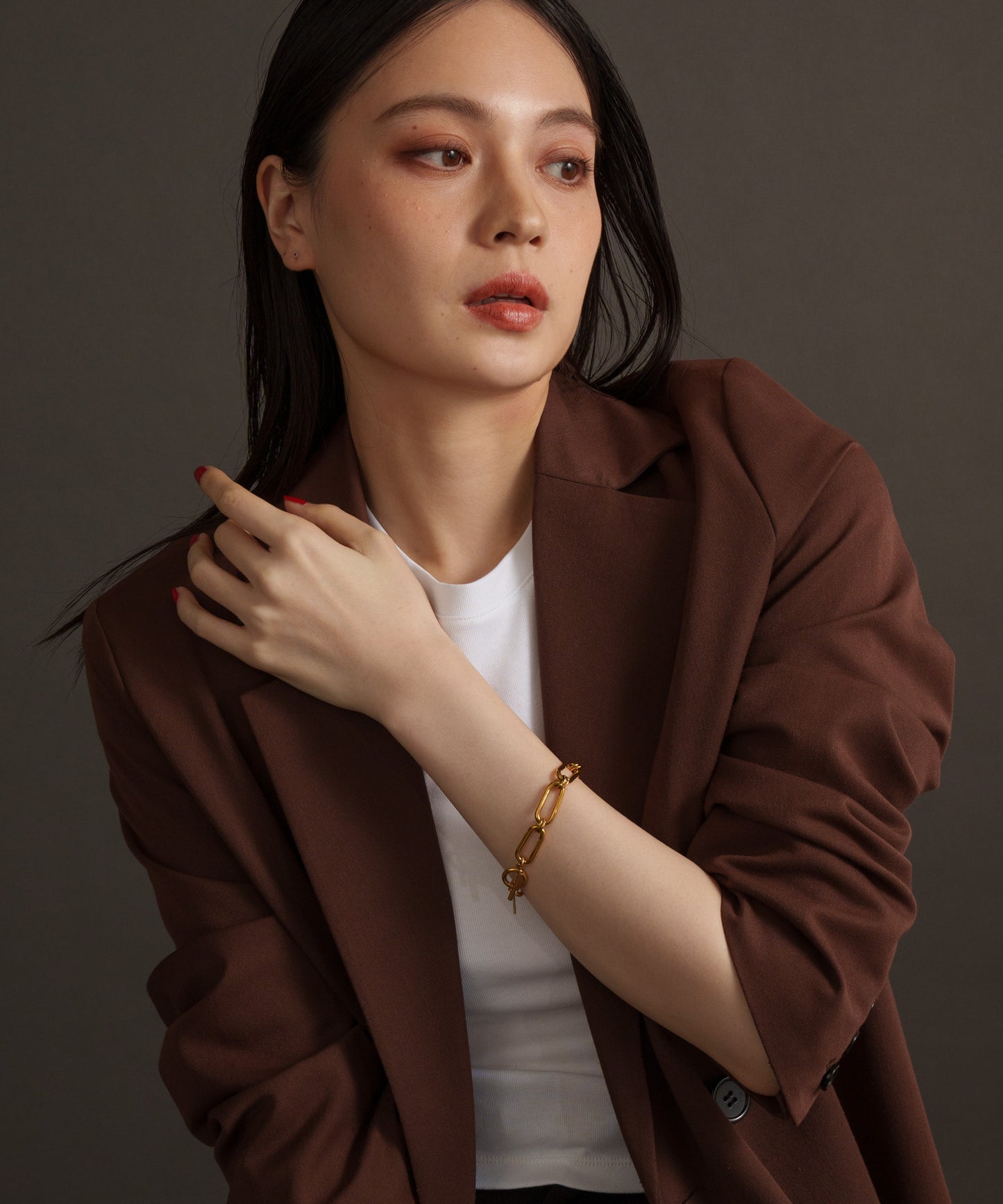 アンティークオーバルチェーンブレスレット【Gold】