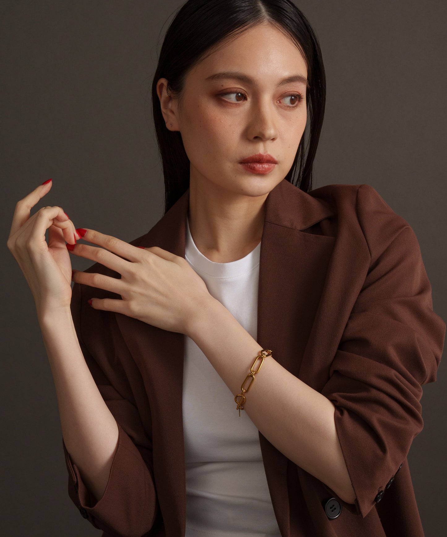 アンティークオーバルチェーンブレスレット【Gold】