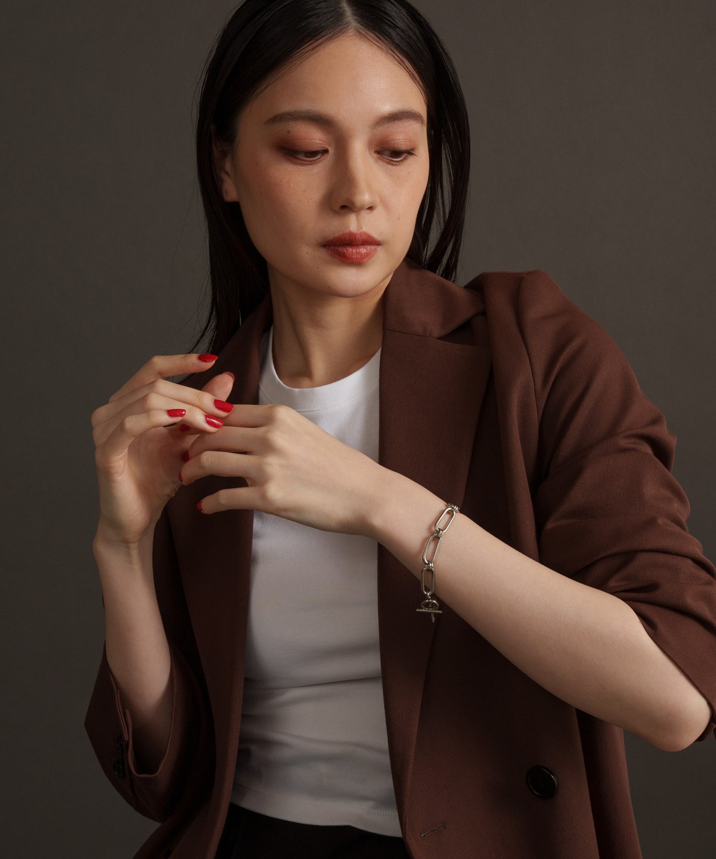 アンティークオーバルチェーンブレスレット【Silver】