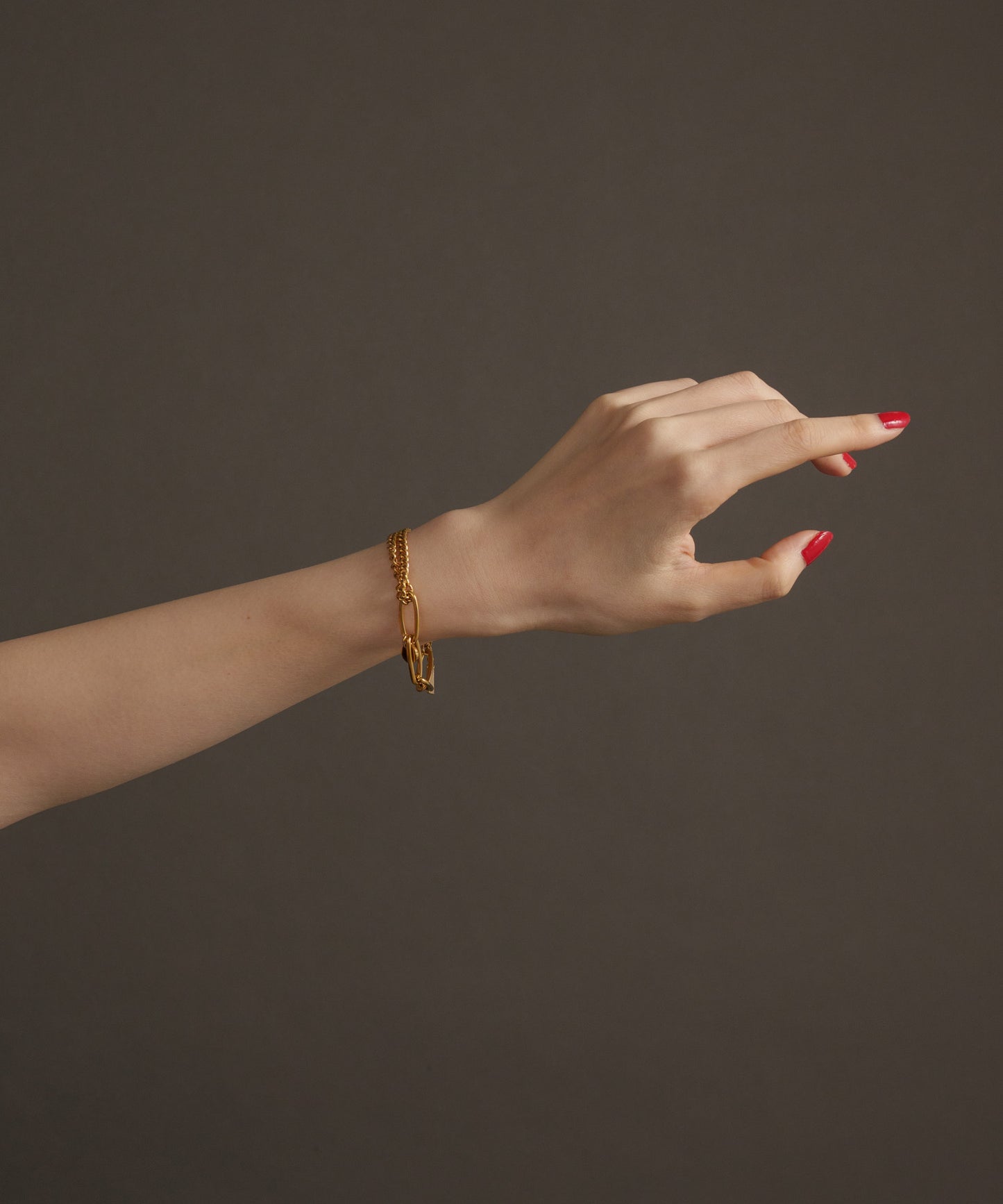 オーバルカーブチェーンMIXブレスレット【Gold】