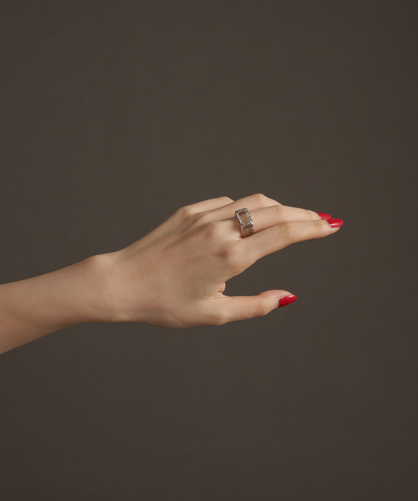 スクエアストーンヴィンテージリング	【Silver×Clear】