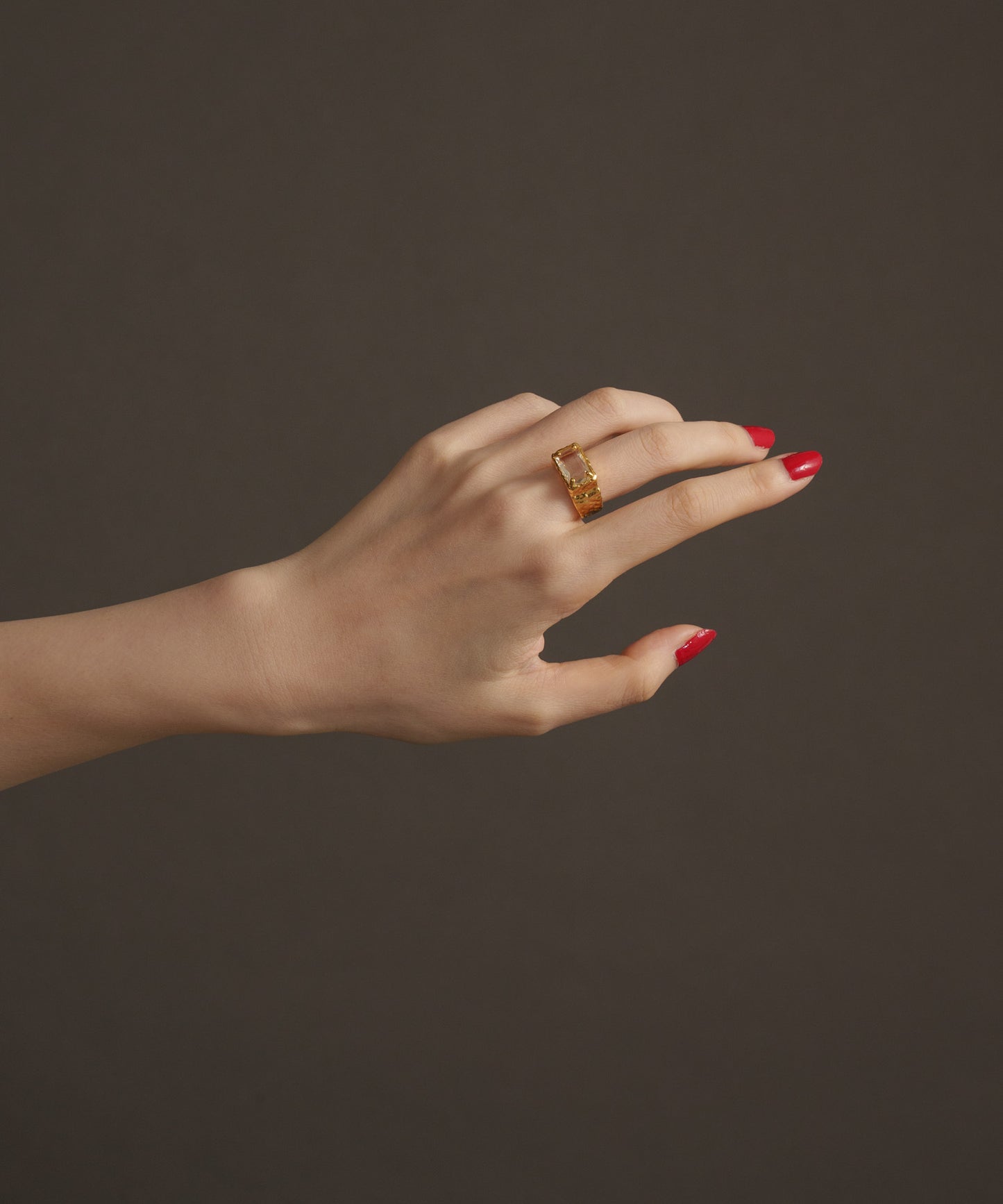 スクエアストーンヴィンテージリング	【Gold×Clear】