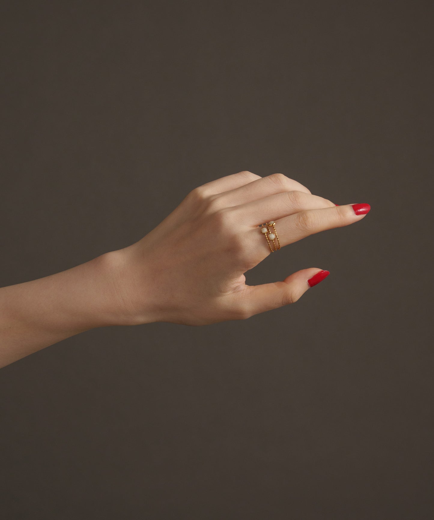 ツイスト3連フリーリング【Gold×White】