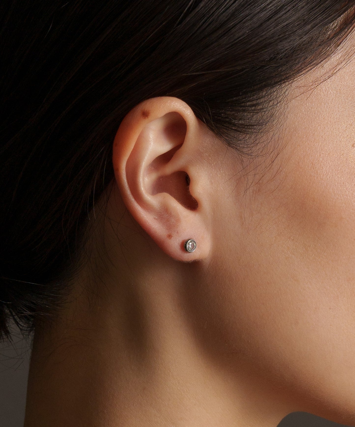 シンプルキュービックストーンピアス【Silver】