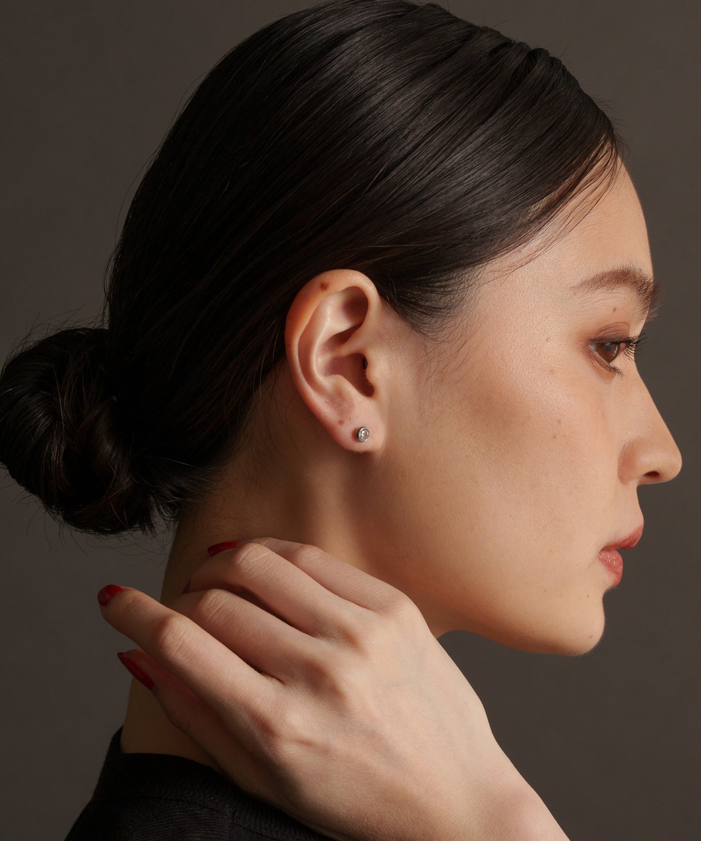 シンプルキュービックストーンピアス【Silver】