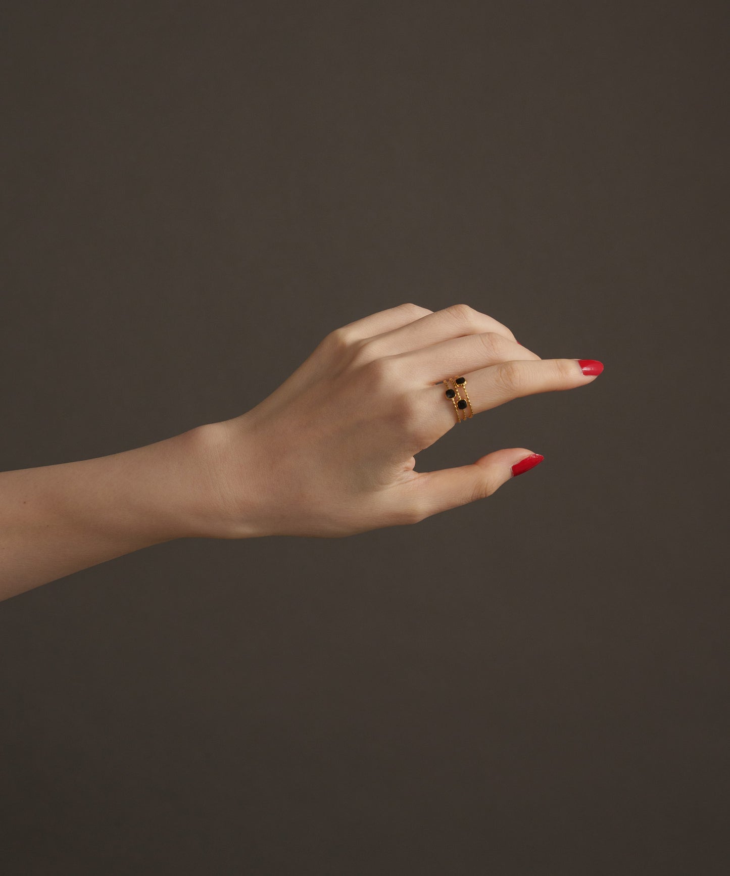 ツイスト3連フリーリング【Gold×Black】