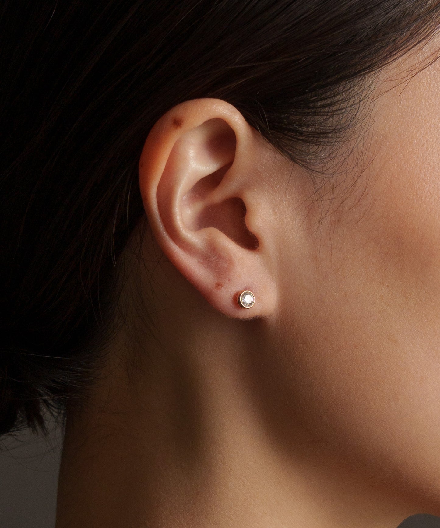 シンプルキュービックストーンピアス【Pink Gold】