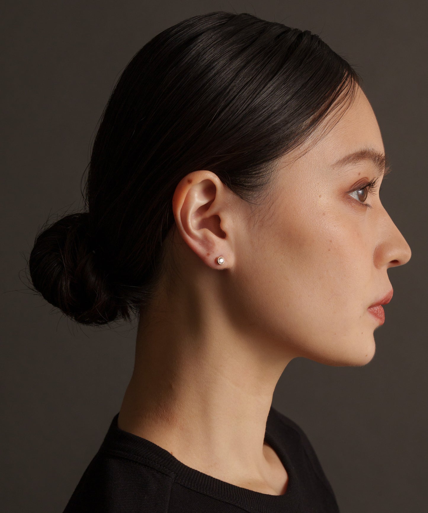 シンプルキュービックストーンピアス【Pink Gold】