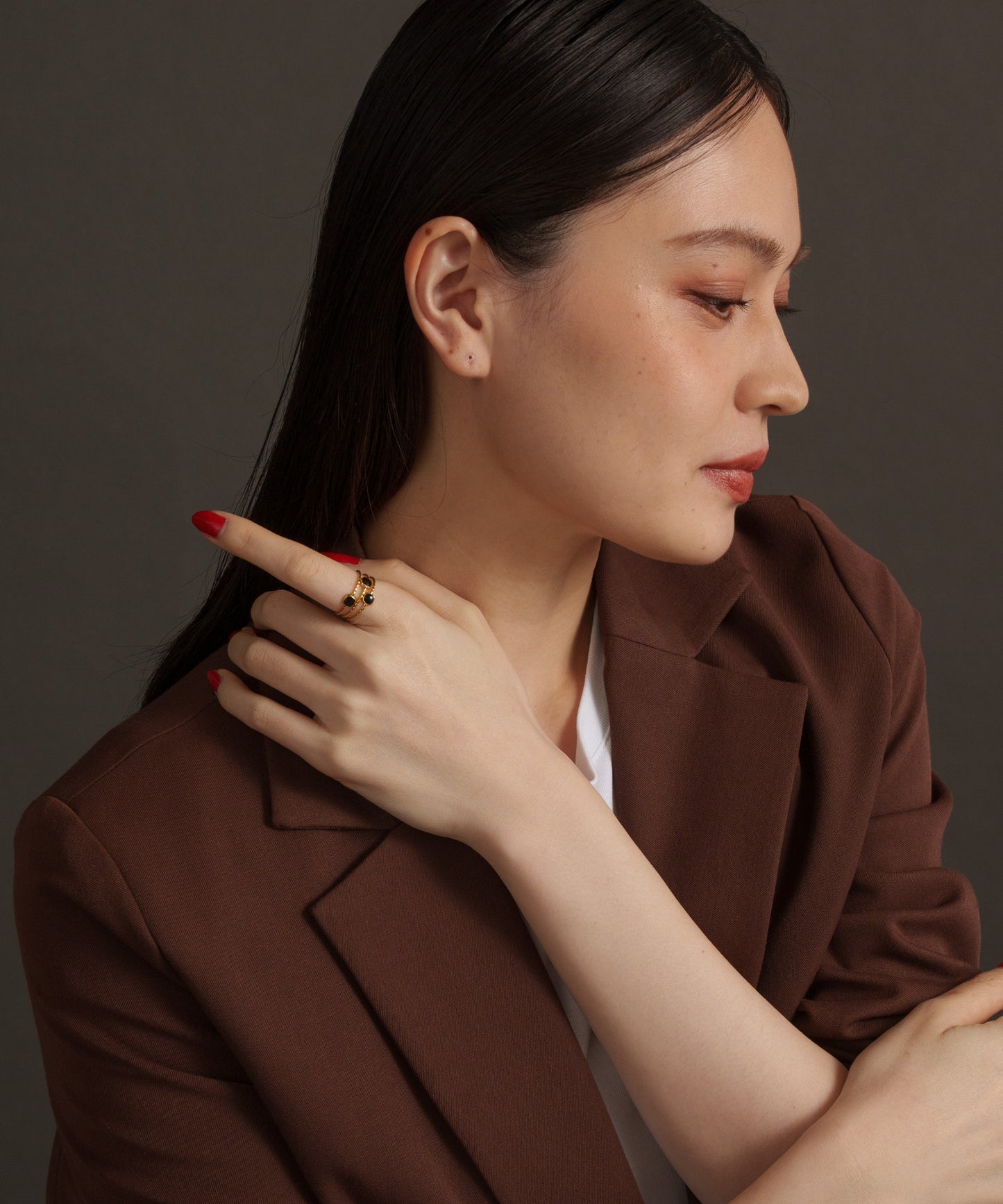 ツイスト3連フリーリング【Gold×Black】