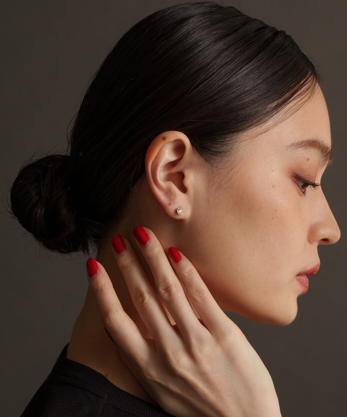 シンプルキュービックストーンピアス【Pink Gold】