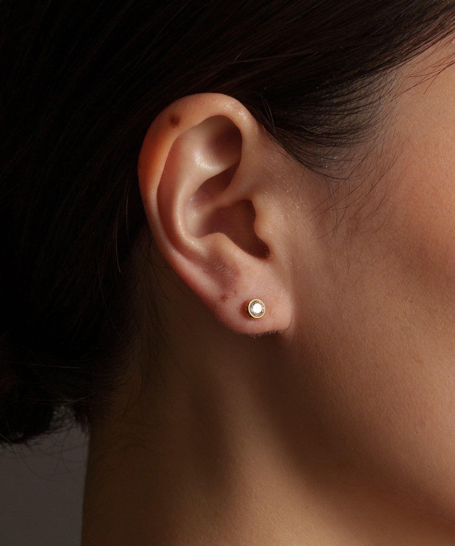 シンプルキュービックストーンピアス【Gold】