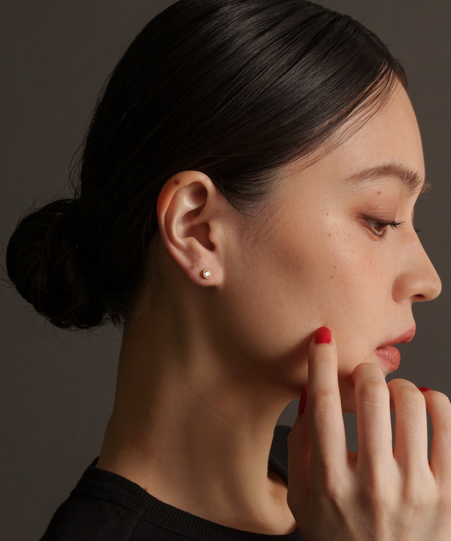 シンプルキュービックストーンピアス【Gold】