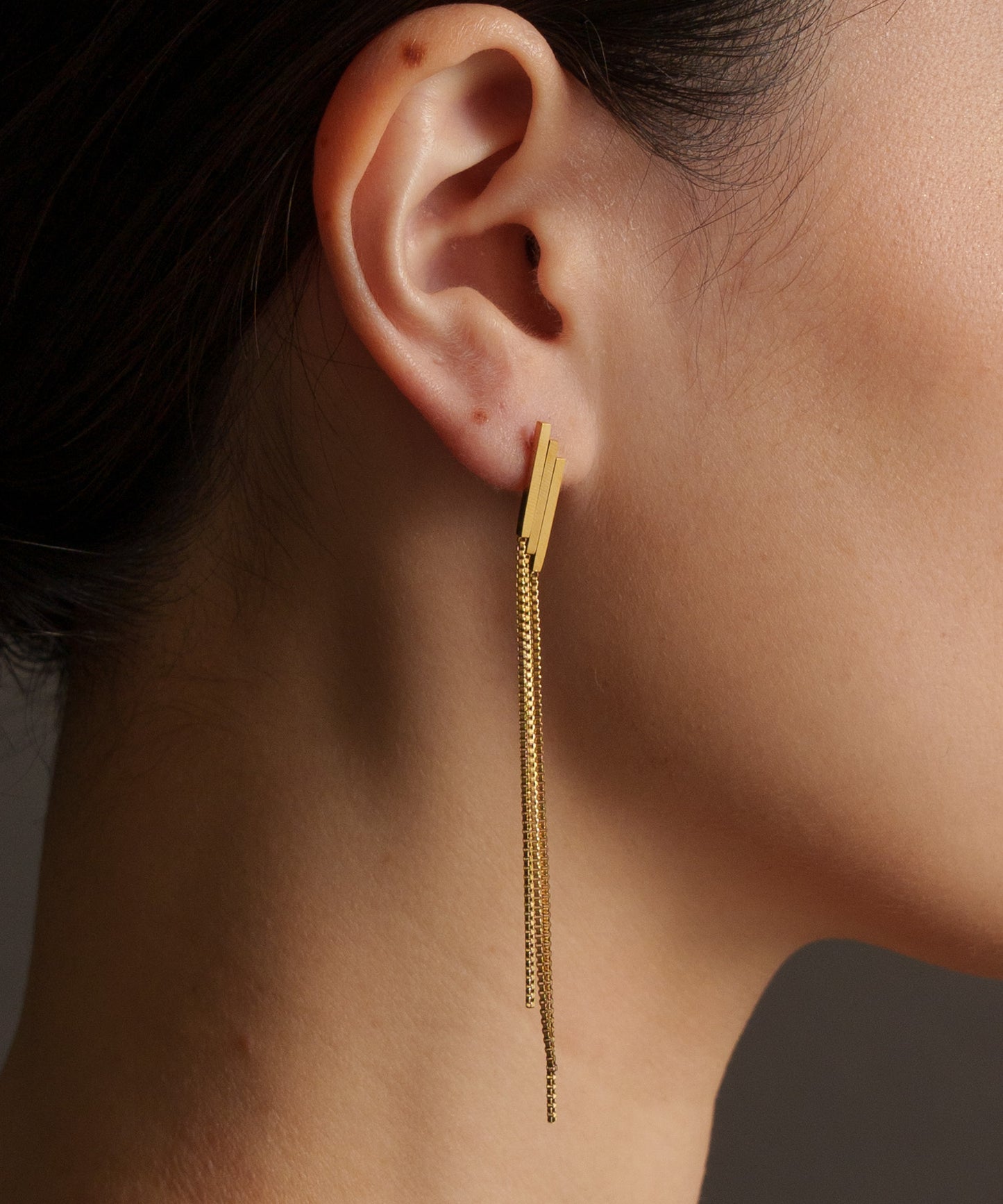 3スティックチェーンピアス【Gold】